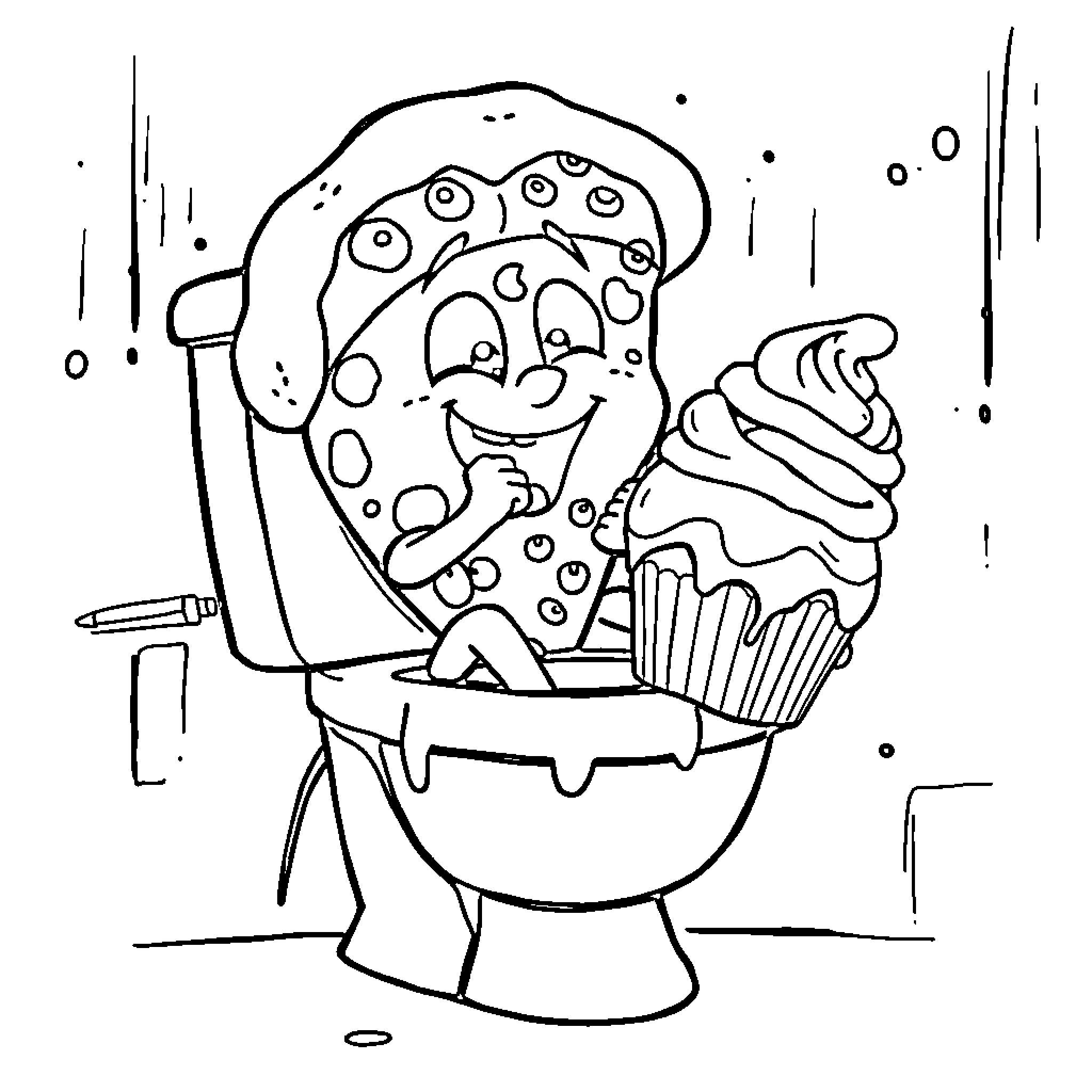 Pizza Chef Happily Serving Up Treats Coloring Page (free black-and-white line drawing printable PDF for all, from beginners to advanced learners, including children, teens, adults, and seniors)