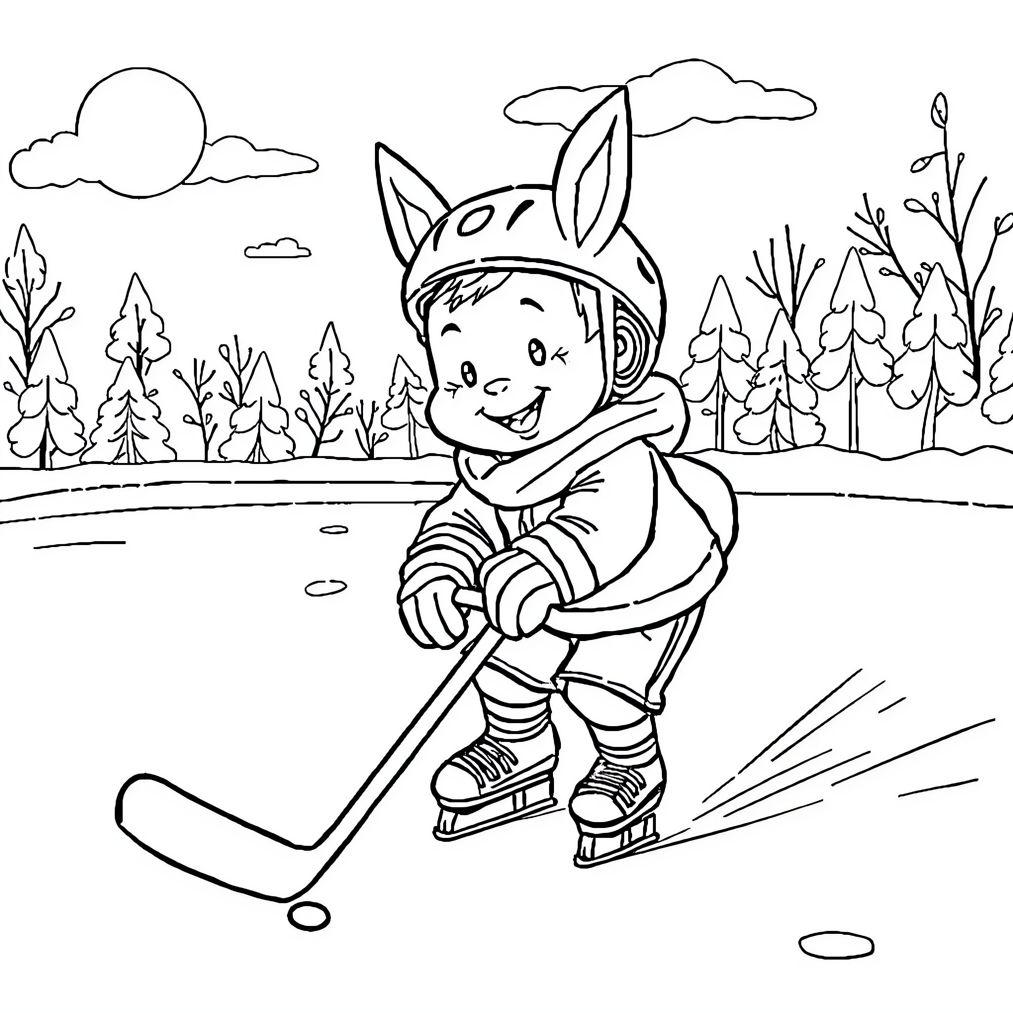 Cinderella's Winter Wonderland Adventure Coloring Page (free black-and-white line drawing printable PDF for all, from beginners to advanced learners, including children, teens, adults, and seniors)