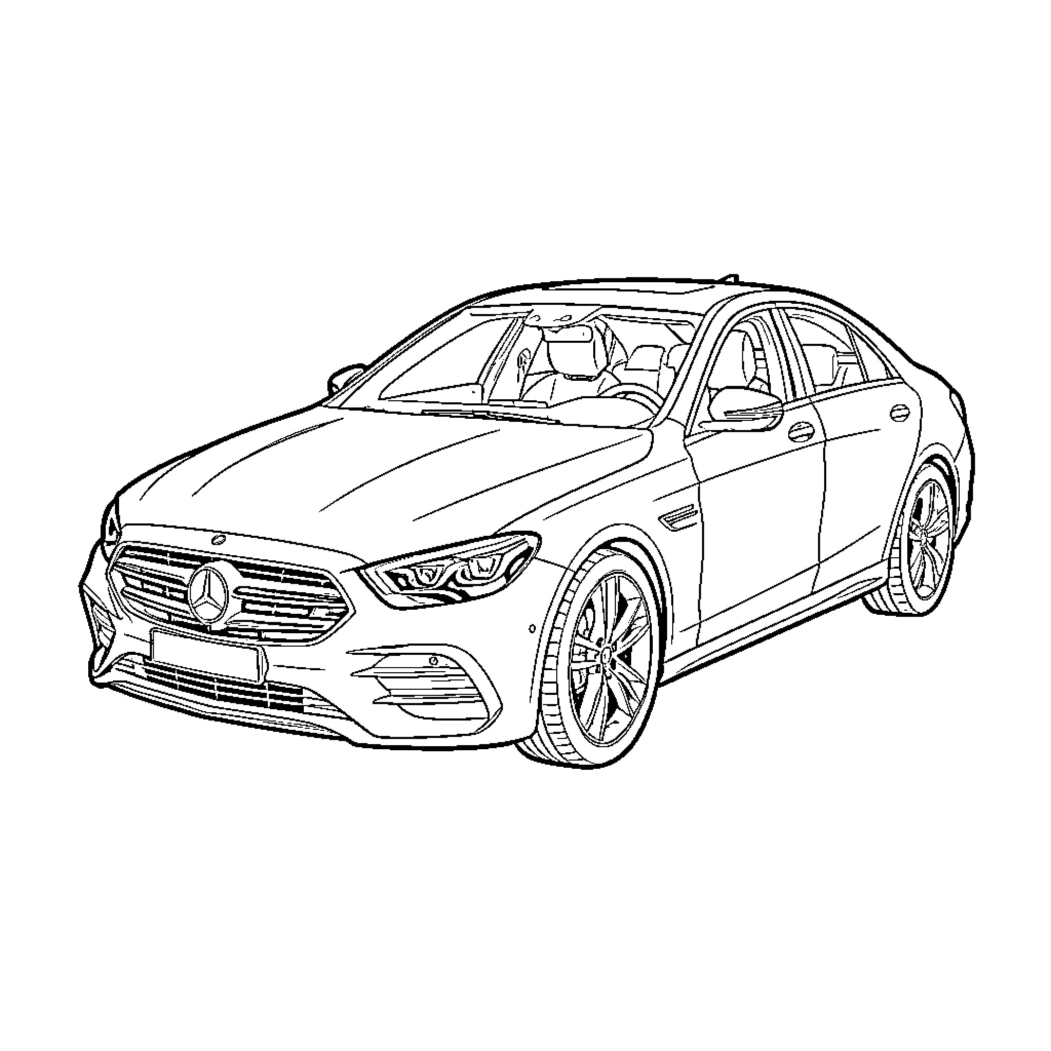 Car speeding down the road Coloring Page (free black-and-white line drawing printable PDF for all, from beginners to advanced learners, including children, teens, adults, and seniors)