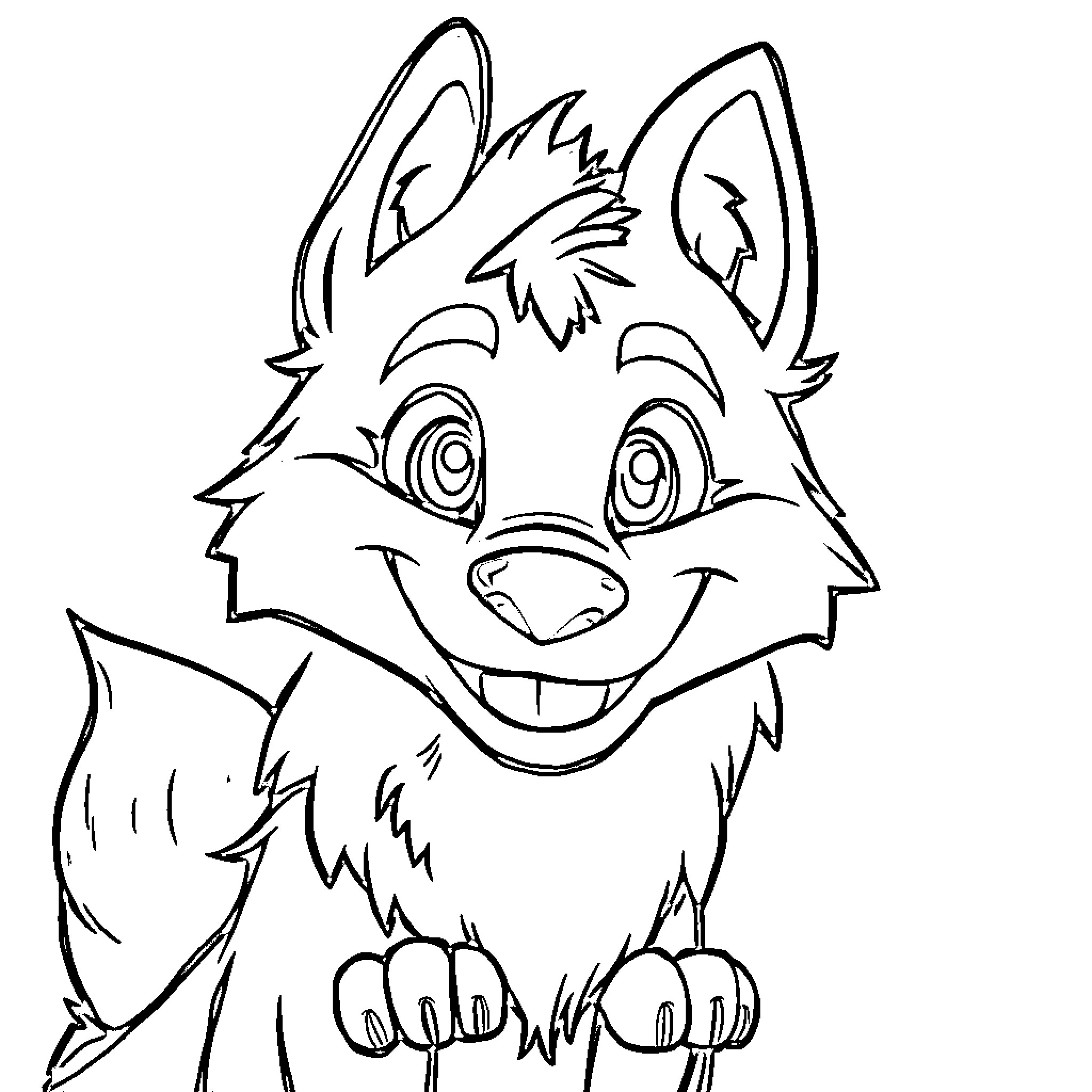 Lobo the Friendly Canine Coloring Page (free black-and-white line drawing printable PDF for all, from beginners to advanced learners, including children, teens, adults, and seniors)