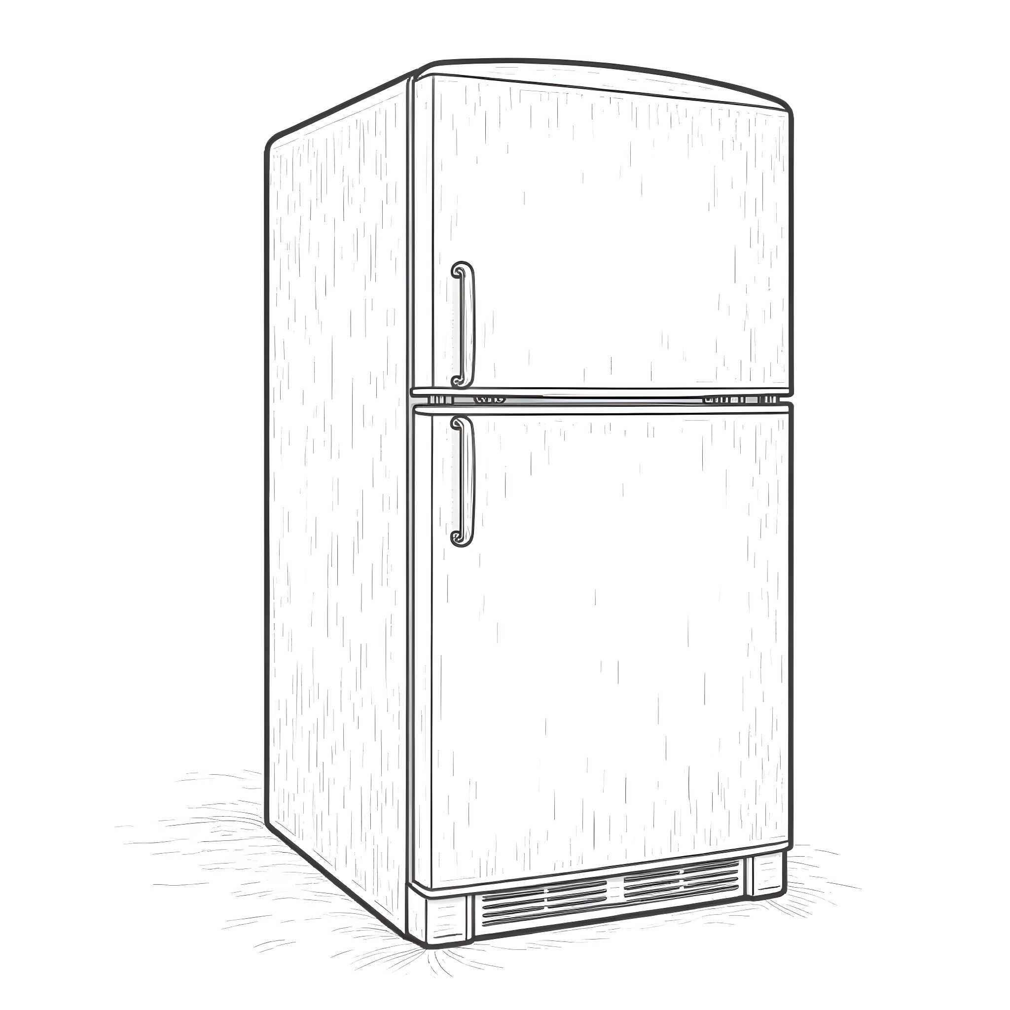 Refrigerator with minimalist design Coloring Page (free black-and-white line drawing printable PDF for all, from beginners to advanced learners, including children, teens, adults, and seniors)