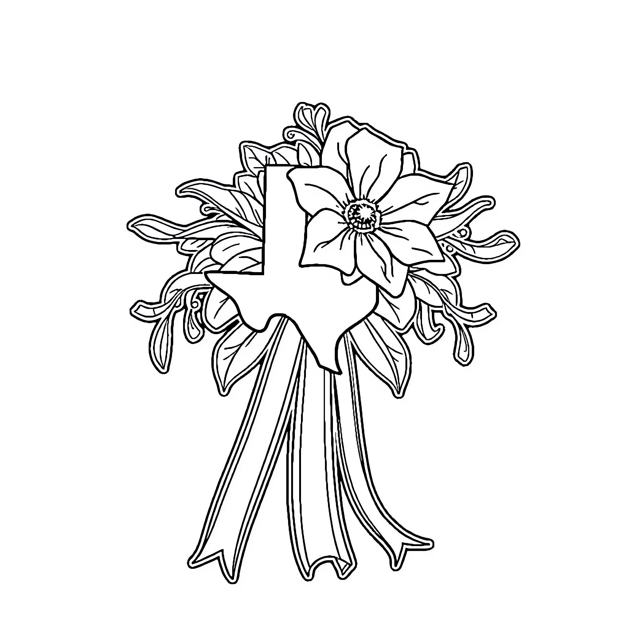 Mum's Floral Cross Decoration Coloring Page (free black-and-white line drawing printable PDF for all, from beginners to advanced learners, including children, teens, adults, and seniors)