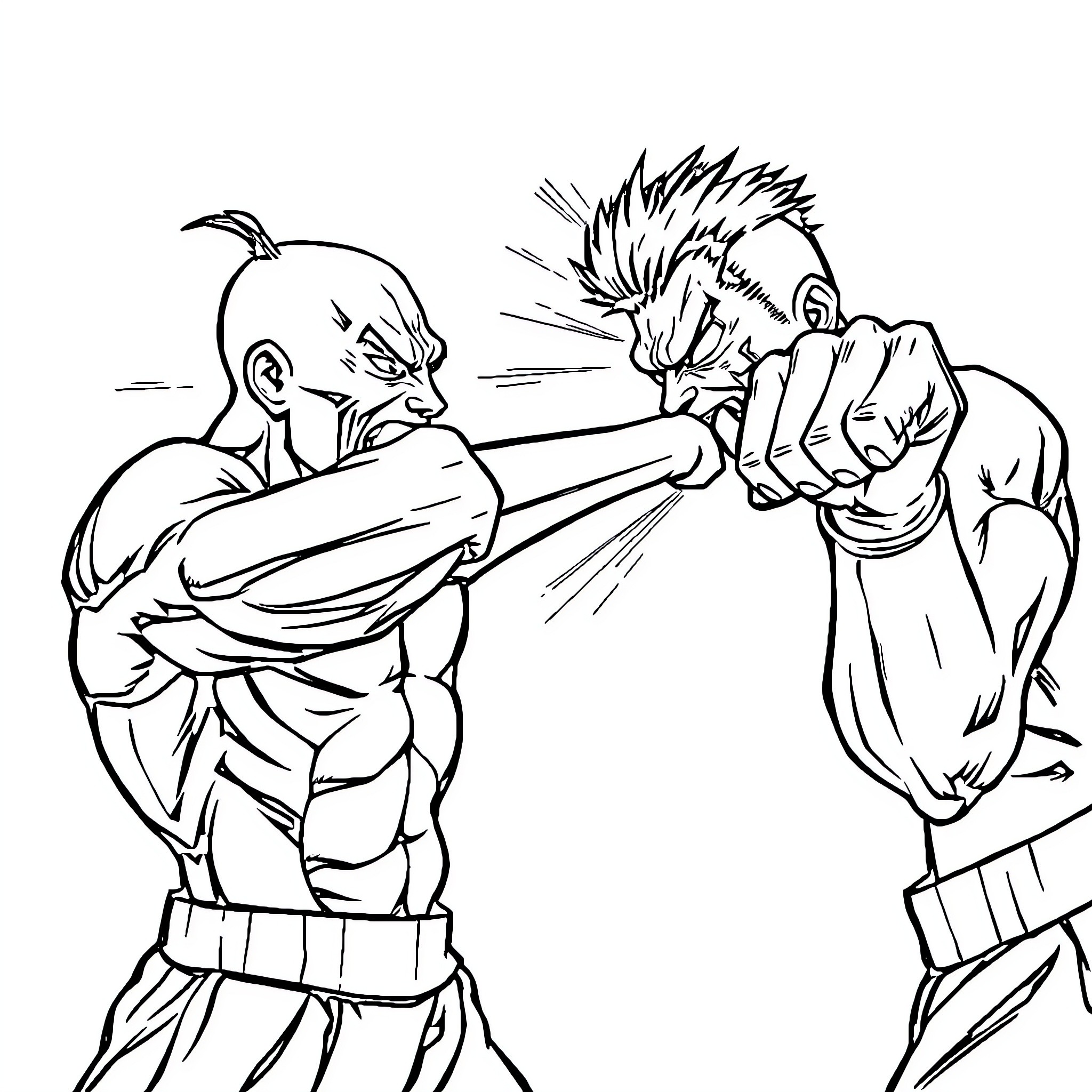 Janjan's Battle of Wits and Strength Coloring Page (free black-and-white line drawing printable PDF for all, from beginners to advanced learners, including children, teens, adults, and seniors)