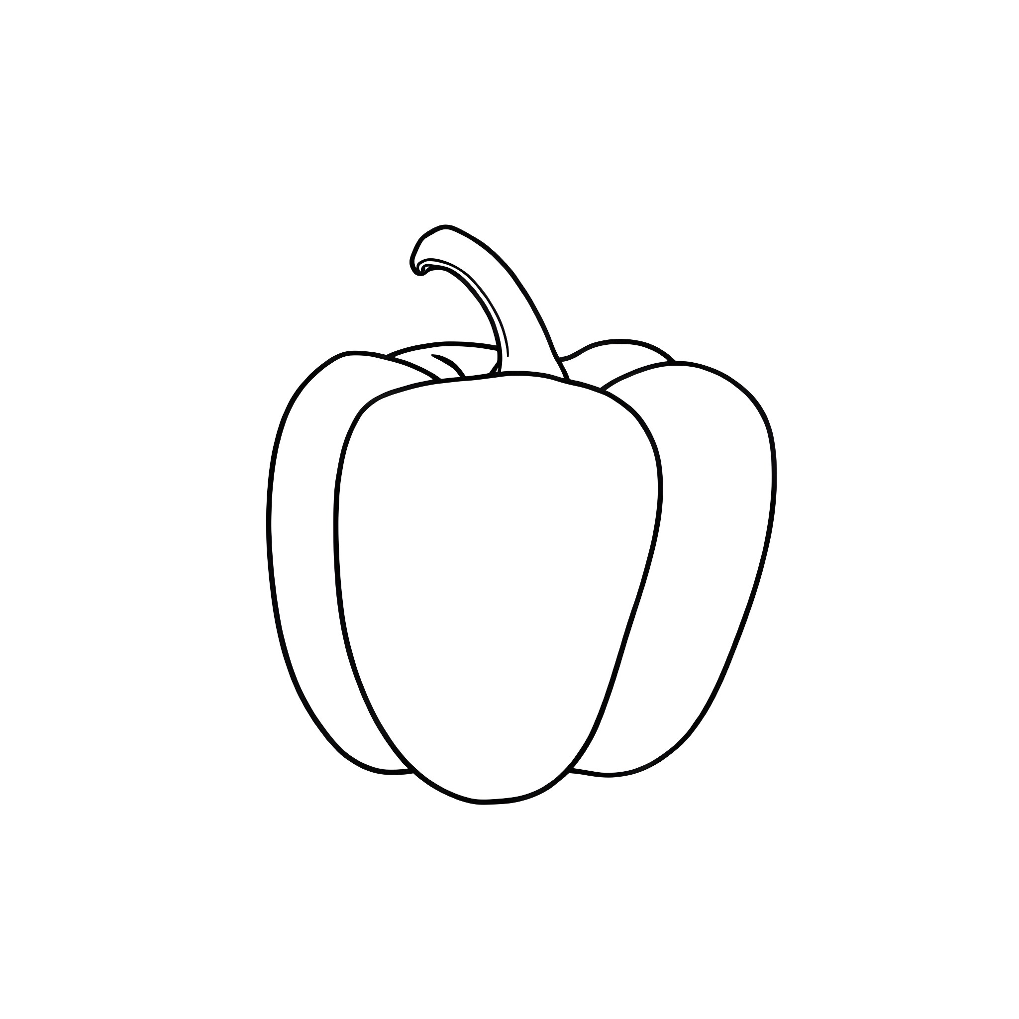 Capsicum in outline form Coloring Page (free black-and-white line drawing printable PDF for all, from beginners to advanced learners, including children, teens, adults, and seniors)