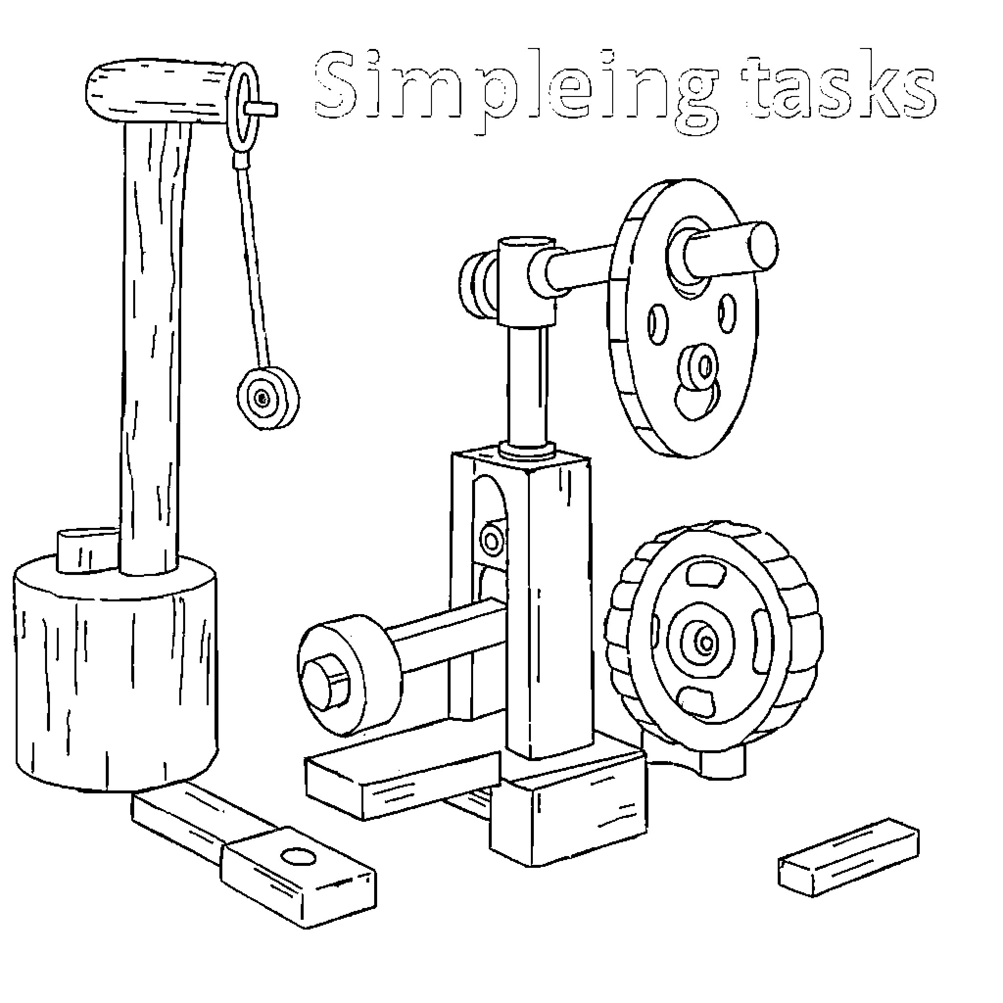 Machine Tools for Simpleing Tasks Coloring Page (free black-and-white line drawing printable PDF for all, from beginners to advanced learners, including children, teens, adults, and seniors)