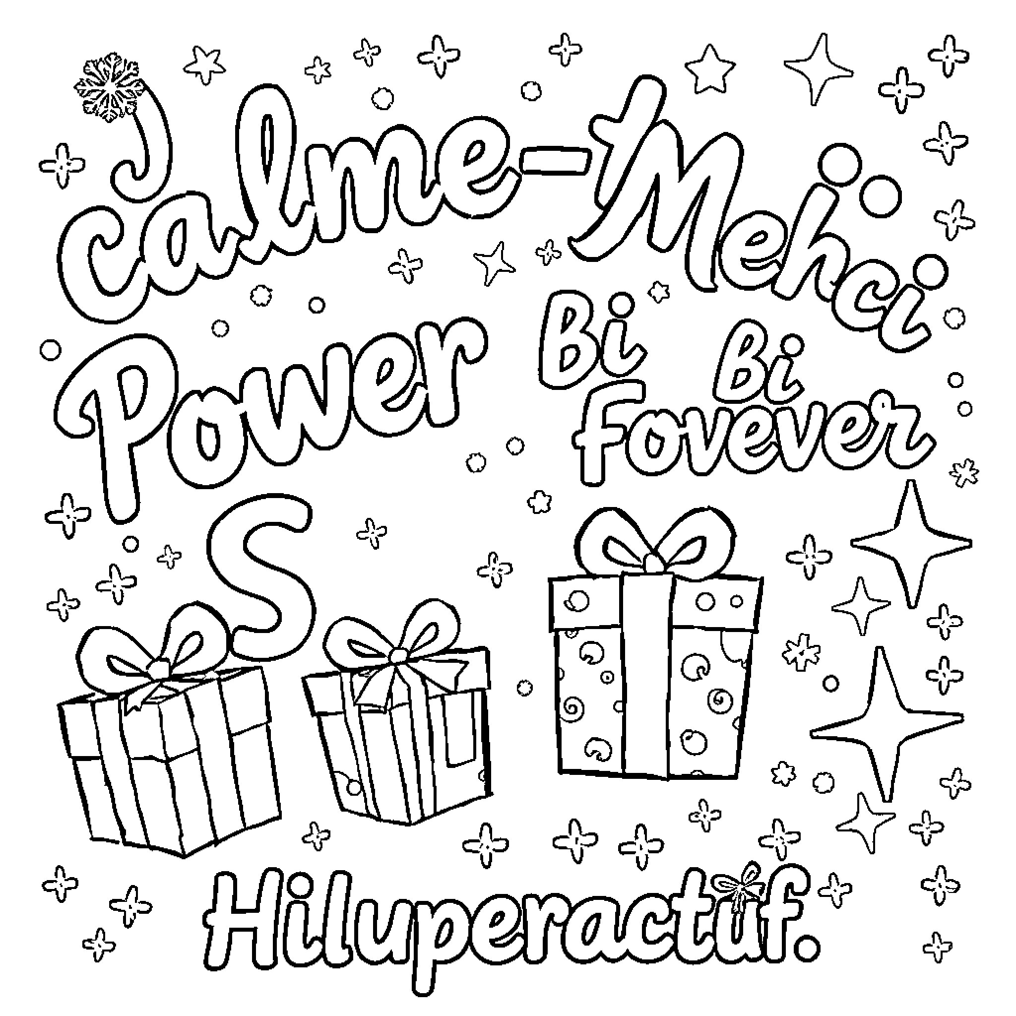 Noel: Coloring page with gift boxes and text Coloring Page (free black-and-white line drawing printable PDF for all, from beginners to advanced learners, including children, teens, adults, and seniors)
