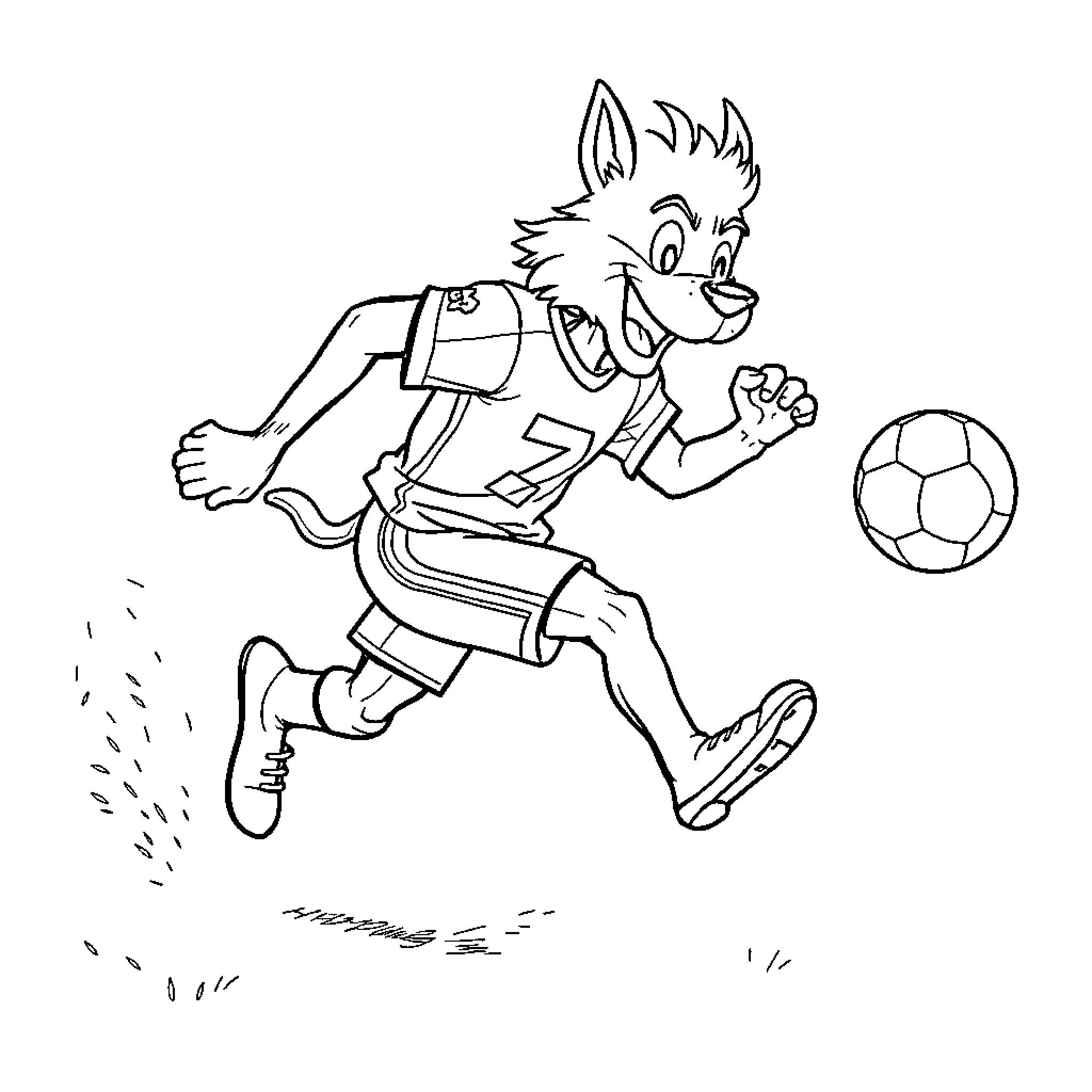 Huntrix Playing Soccer with Enthusiasm Coloring Page (free black-and-white line drawing printable PDF for all, from beginners to advanced learners, including children, teens, adults, and seniors)