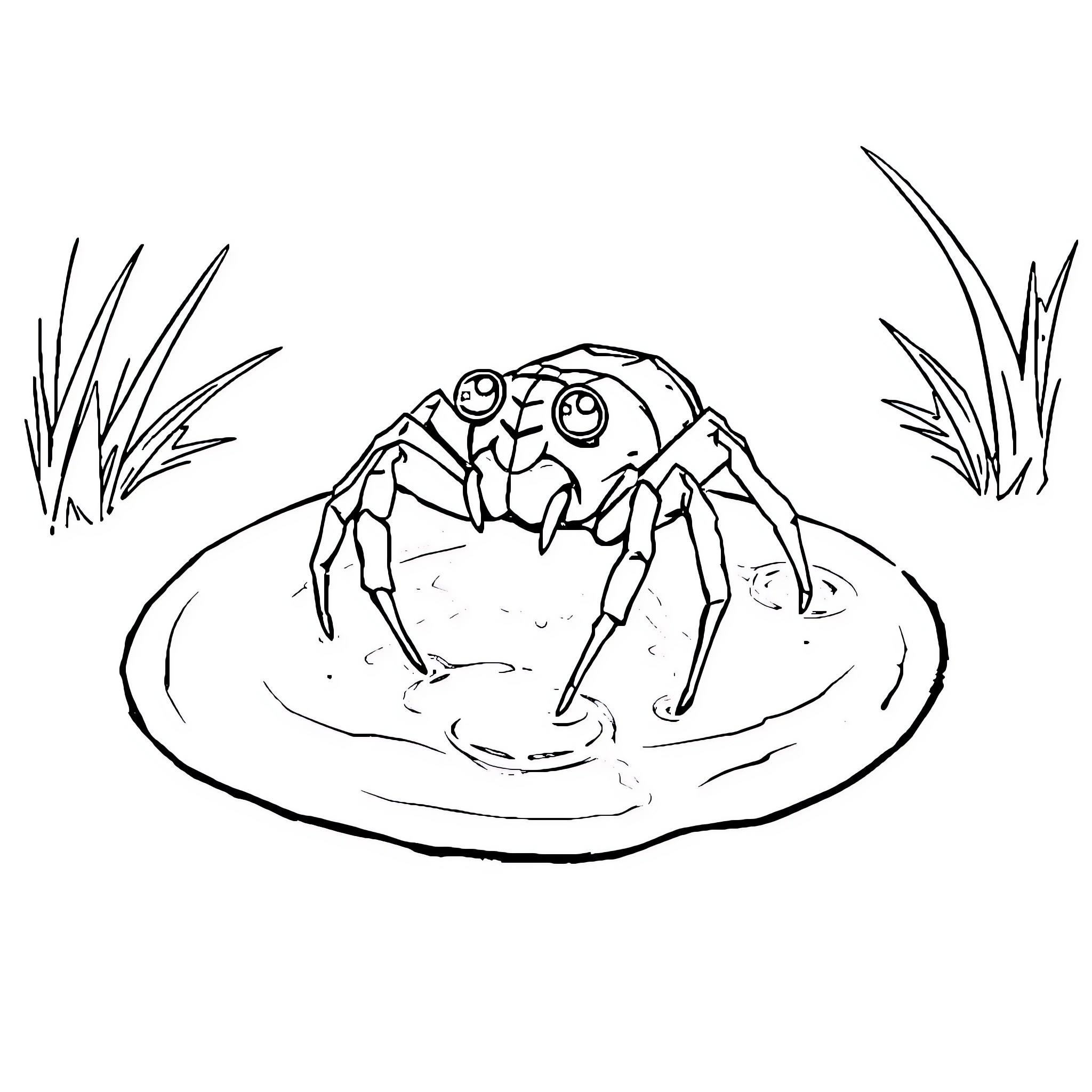 Spider crawling cautiously on rock Coloring Page (free black-and-white line drawing printable PDF for all, from beginners to advanced learners, including children, teens, adults, and seniors)