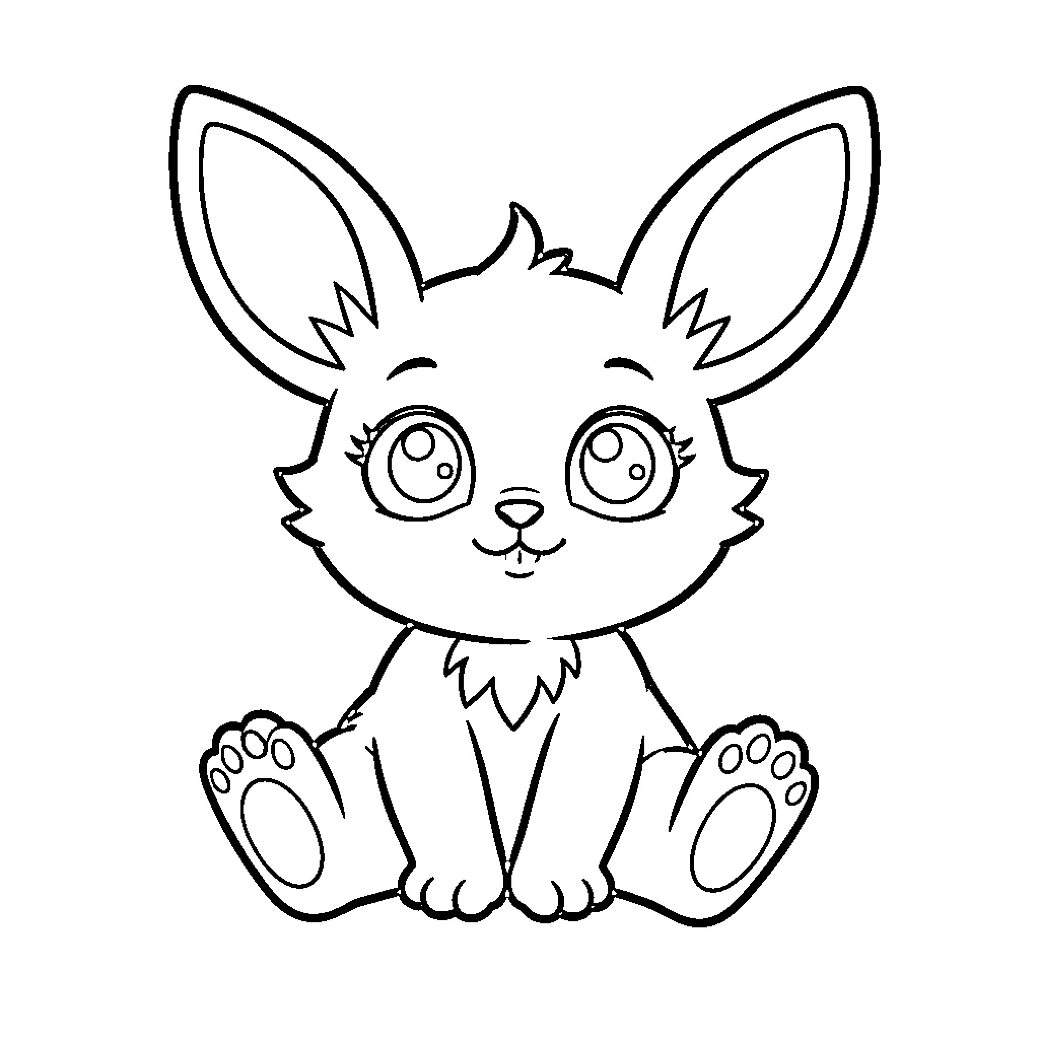 Stitch sitting happily with a cute expression Coloring Page (free black-and-white line drawing printable PDF for all, from beginners to advanced learners, including children, teens, adults, and seniors)