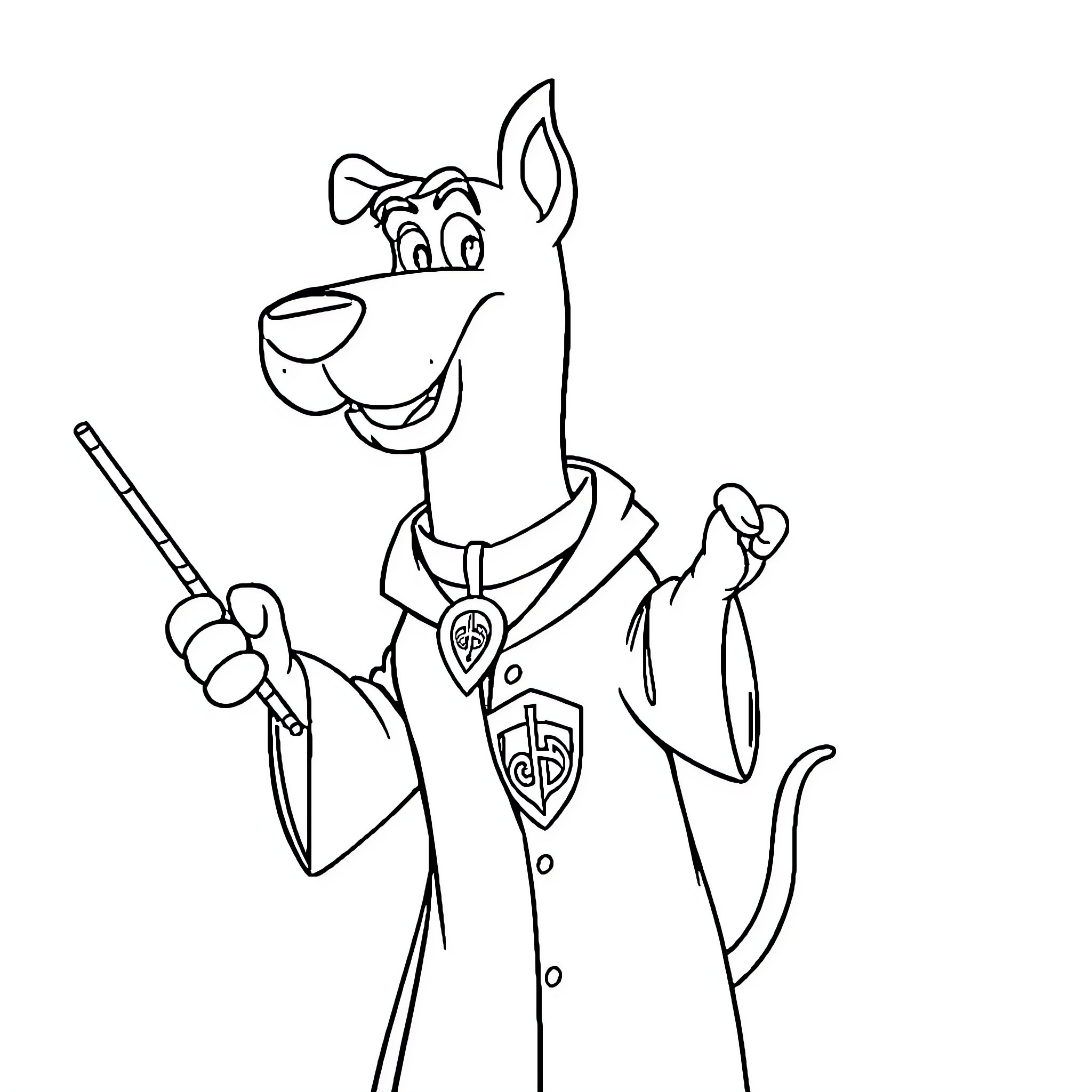 Scooby Doo the detective ready for mystery Coloring Page (free black-and-white line drawing printable PDF for all, from beginners to advanced learners, including children, teens, adults, and seniors)