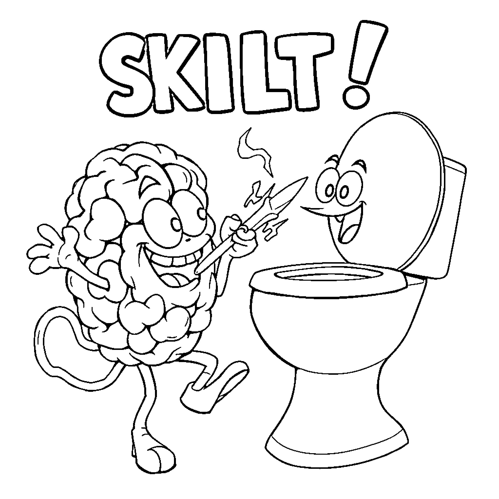 Skibidi Toilet: Silly characters in bathroom antics Coloring Page (free black-and-white line drawing printable PDF for all, from beginners to advanced learners, including children, teens, adults, and seniors)