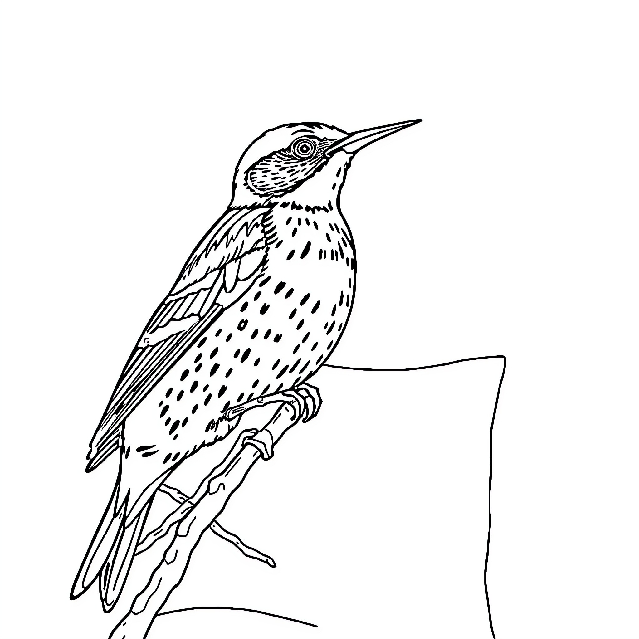 Flicker of a Vibrant Woodpecker Coloring Page (free black-and-white line drawing printable PDF for all, from beginners to advanced learners, including children, teens, adults, and seniors)