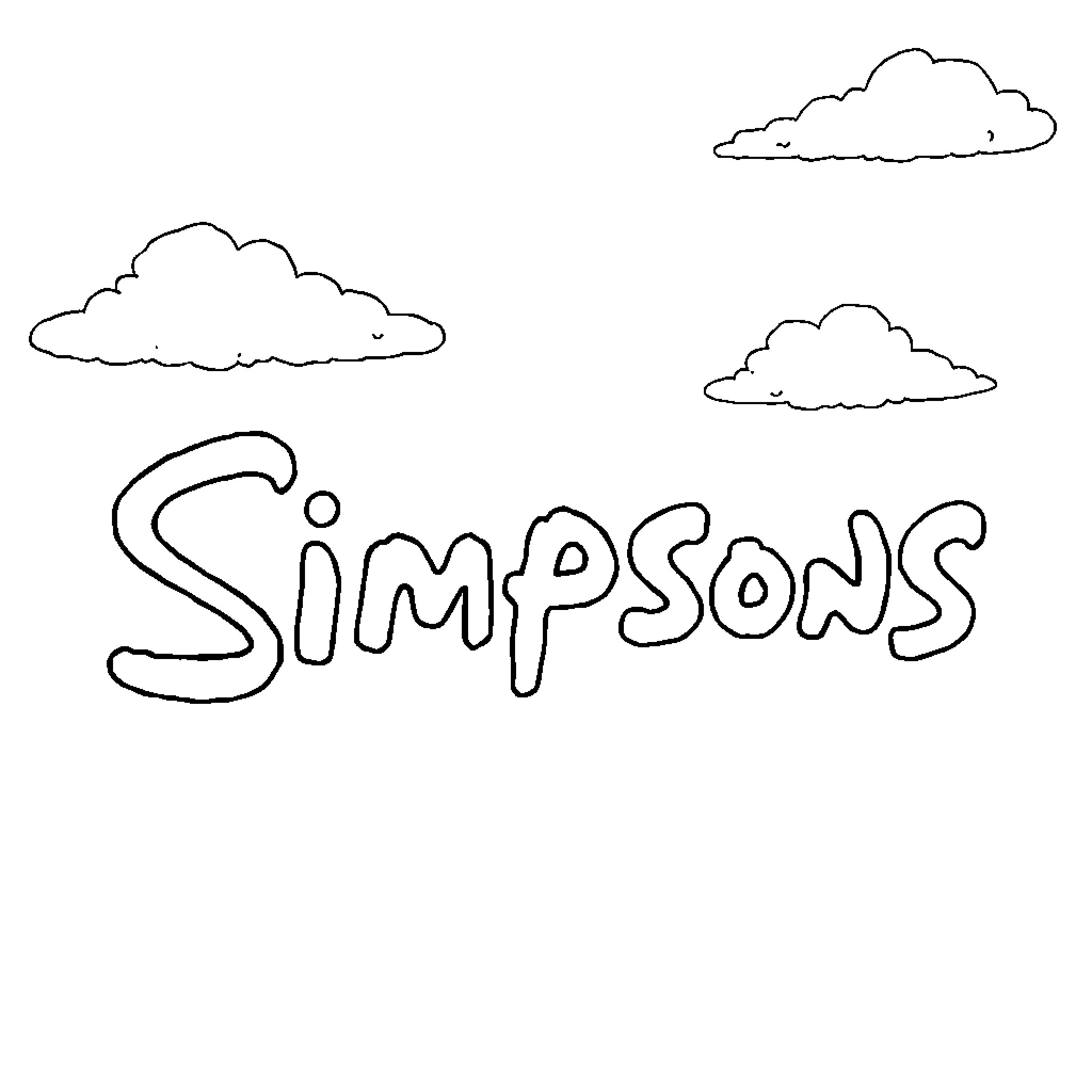 Simpons family enjoying cloudscape Coloring Page (free black-and-white line drawing printable PDF for all, from beginners to advanced learners, including children, teens, adults, and seniors)