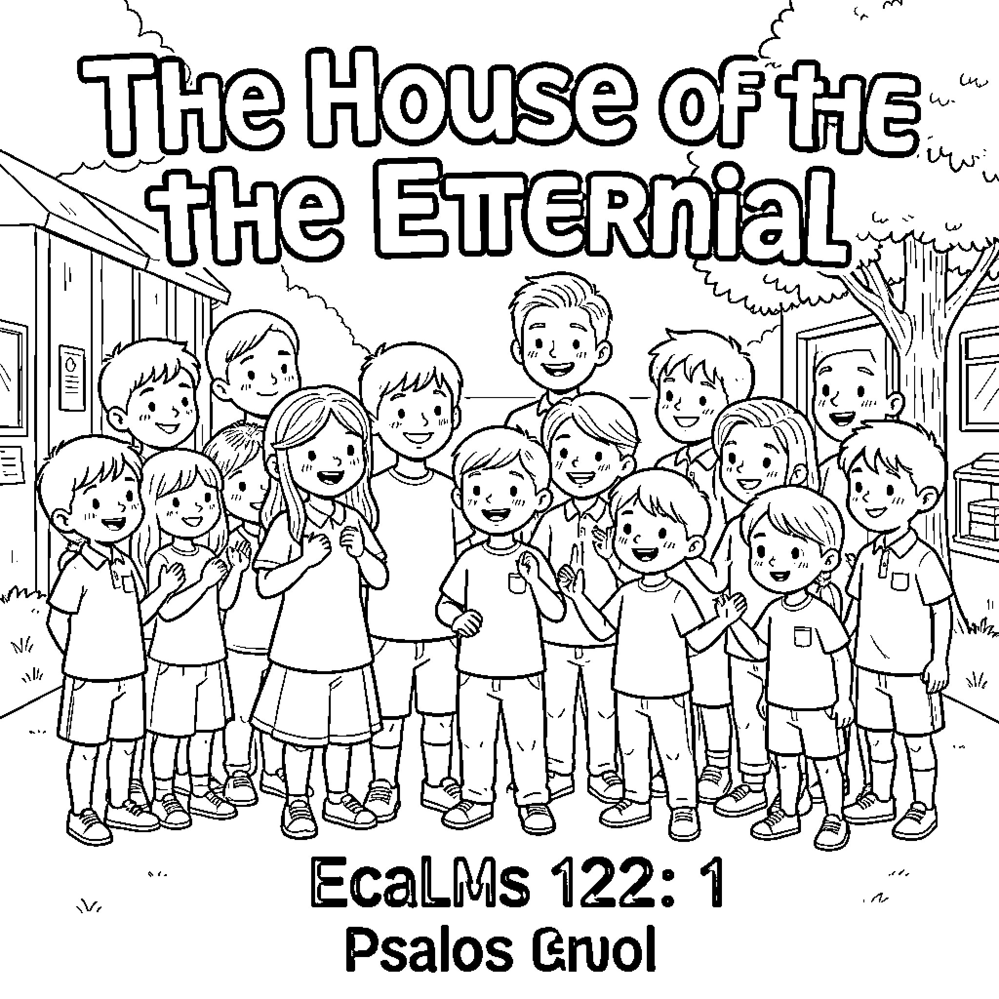Enfant group of happy children smiling together Coloring Page (free black-and-white line drawing printable PDF for all, from beginners to advanced learners, including children, teens, adults, and seniors)
