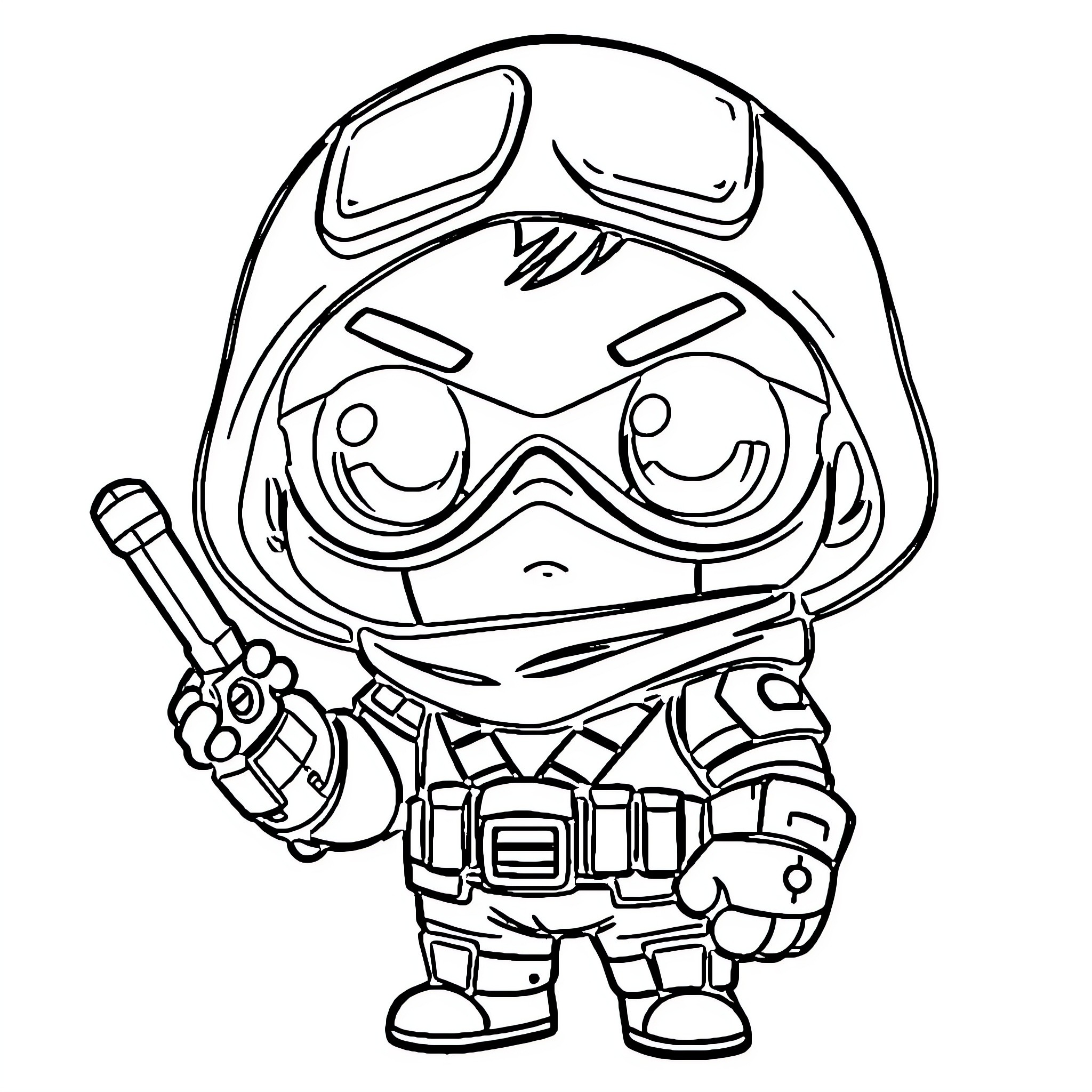 Winter Soldier Cartoon Character in Action Pose Coloring Page (free black-and-white line drawing printable PDF for all, from beginners to advanced learners, including children, teens, adults, and seniors)