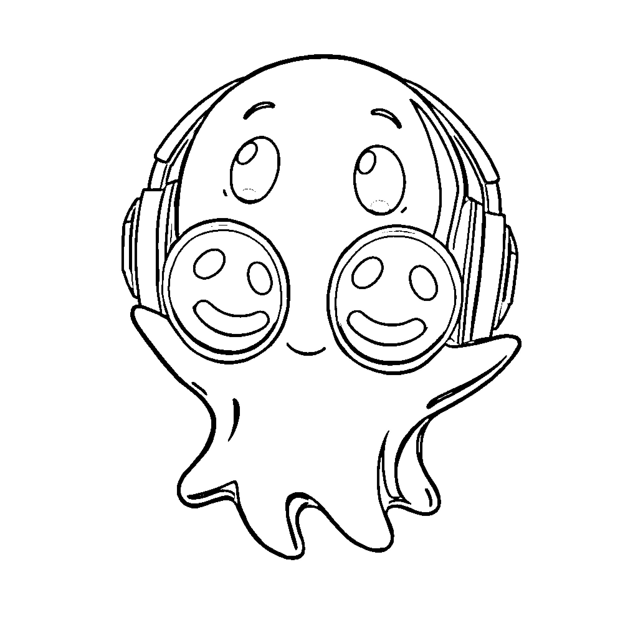 Ghost with Playful Expressions Coloring Page (free black-and-white line drawing printable PDF for all, from beginners to advanced learners, including children, teens, adults, and seniors)