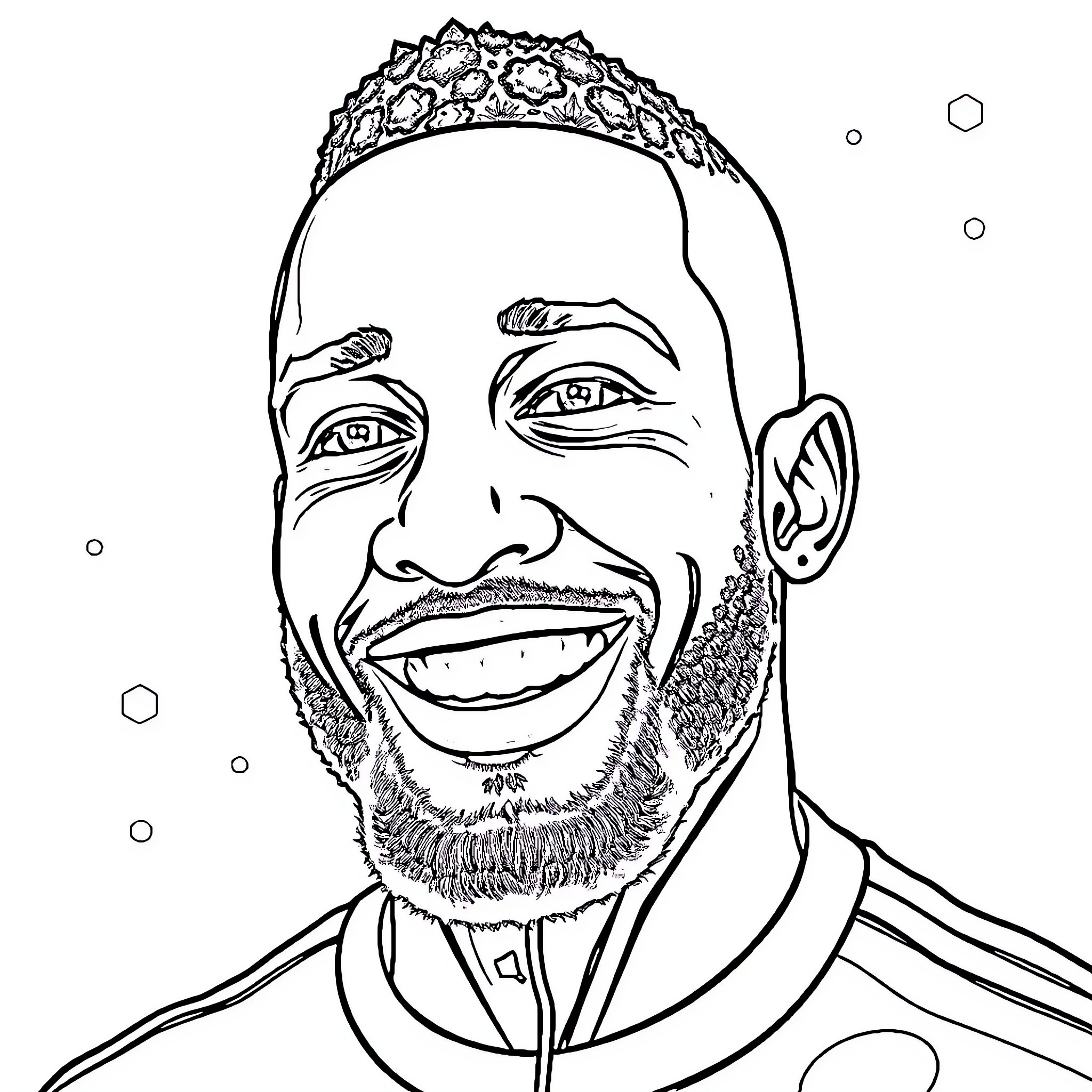 Ousmane's Joyful Celebration Coloring Page (free black-and-white line drawing printable PDF for all, from beginners to advanced learners, including children, teens, adults, and seniors)