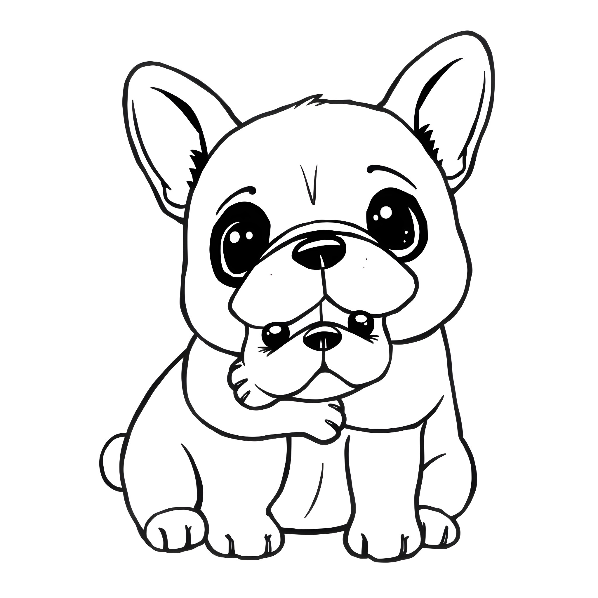 Cinnamoroll playing with cute pup friend Coloring Page (free black-and-white line drawing printable PDF for all, from beginners to advanced learners, including children, teens, adults, and seniors)