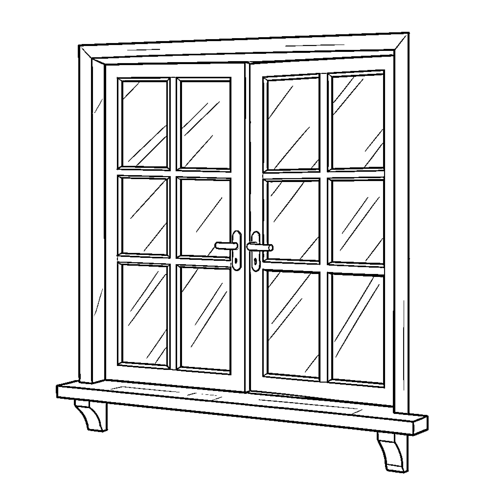 Window showcasing glass pane design Coloring Page (free black-and-white line drawing printable PDF for all, from beginners to advanced learners, including children, teens, adults, and seniors)