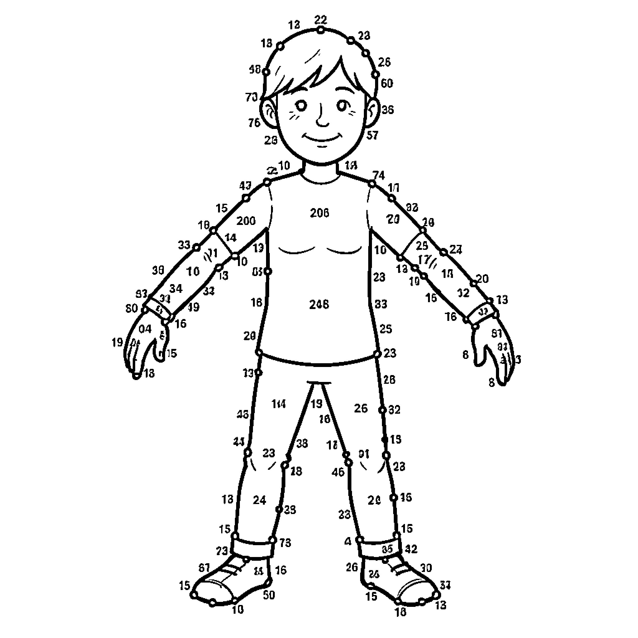 Stepped Drawing of a Playful Figure Coloring Page (free black-and-white line drawing printable PDF for all, from beginners to advanced learners, including children, teens, adults, and seniors)