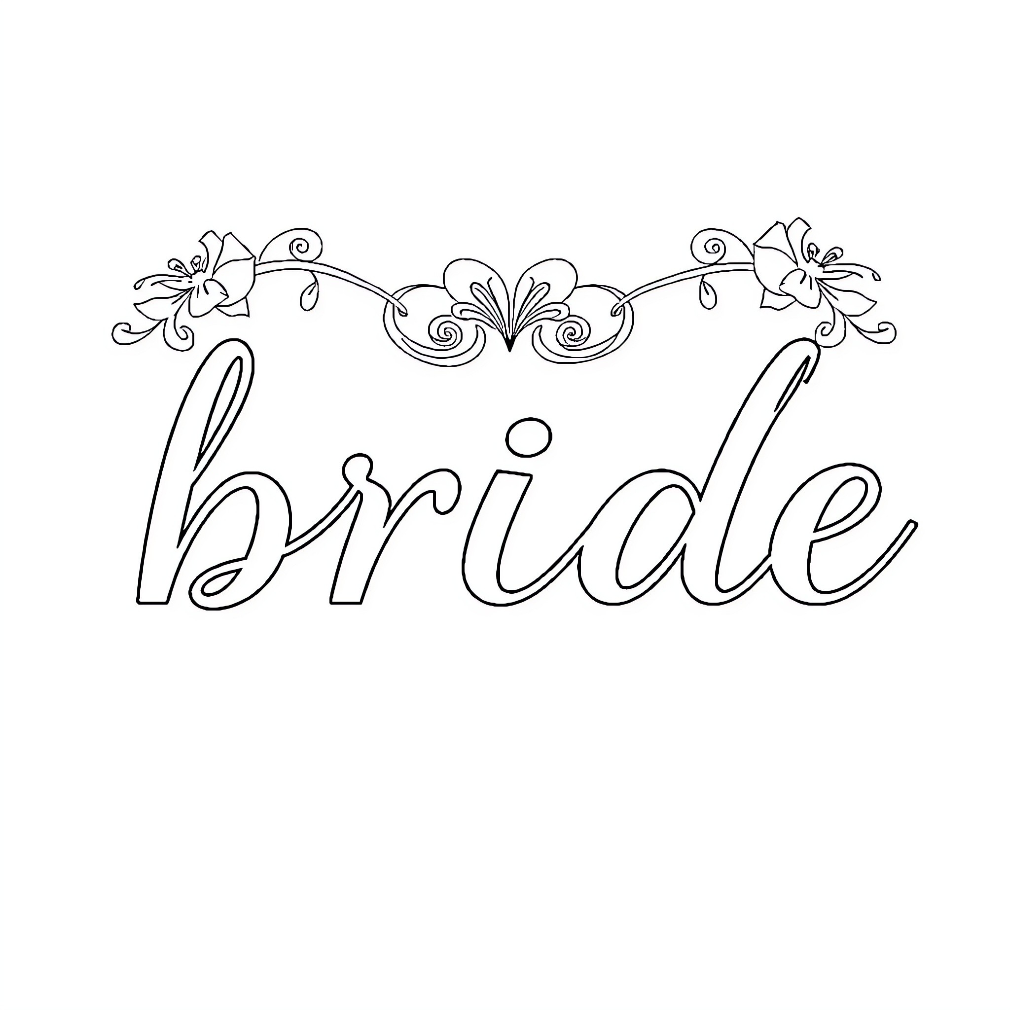 Bride with Floral Decor Coloring Page (free black-and-white line drawing printable PDF for all, from beginners to advanced learners, including children, teens, adults, and seniors)