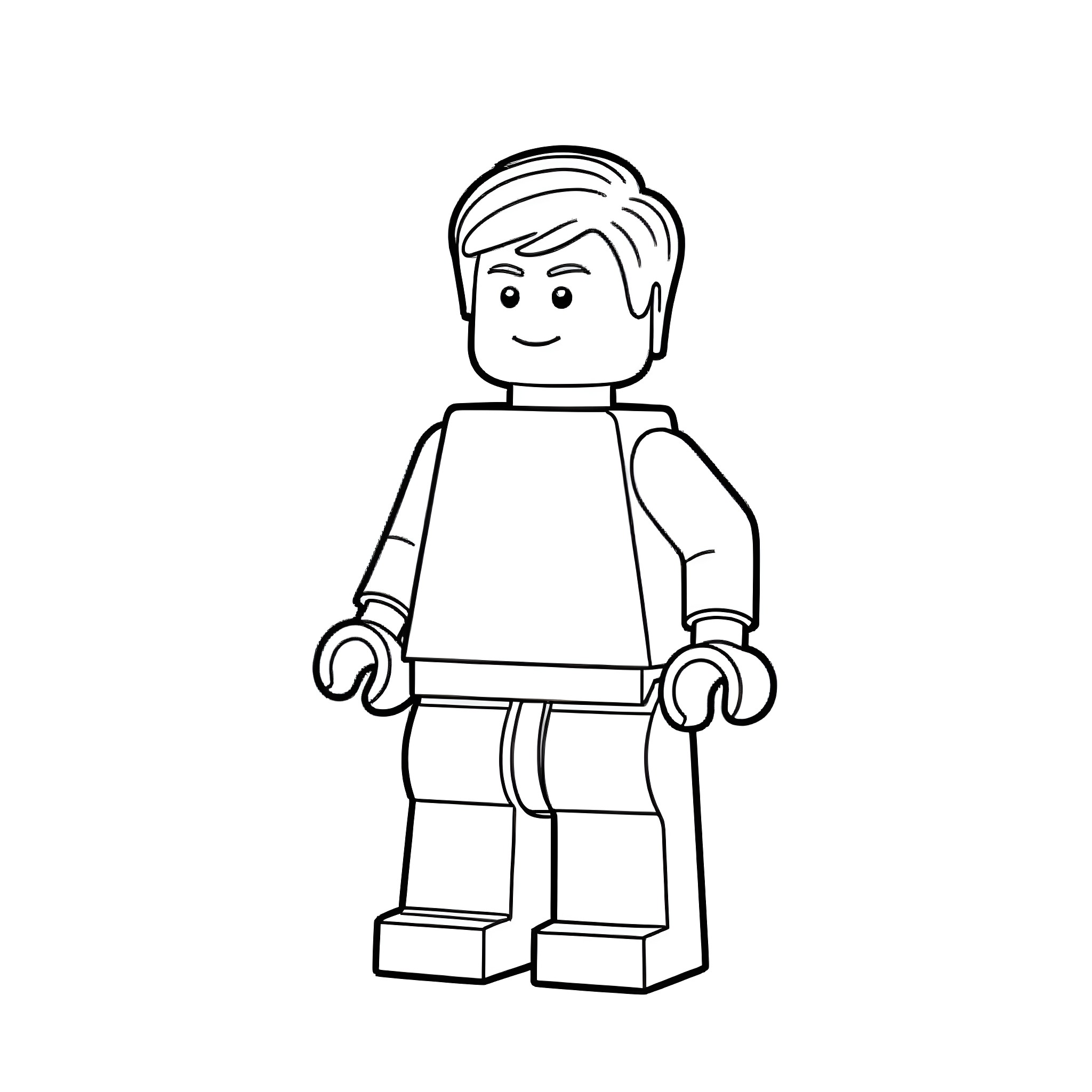 Tom Cruise as a LEGO figurine Coloring Page (free black-and-white line drawing printable PDF for all, from beginners to advanced learners, including children, teens, adults, and seniors)