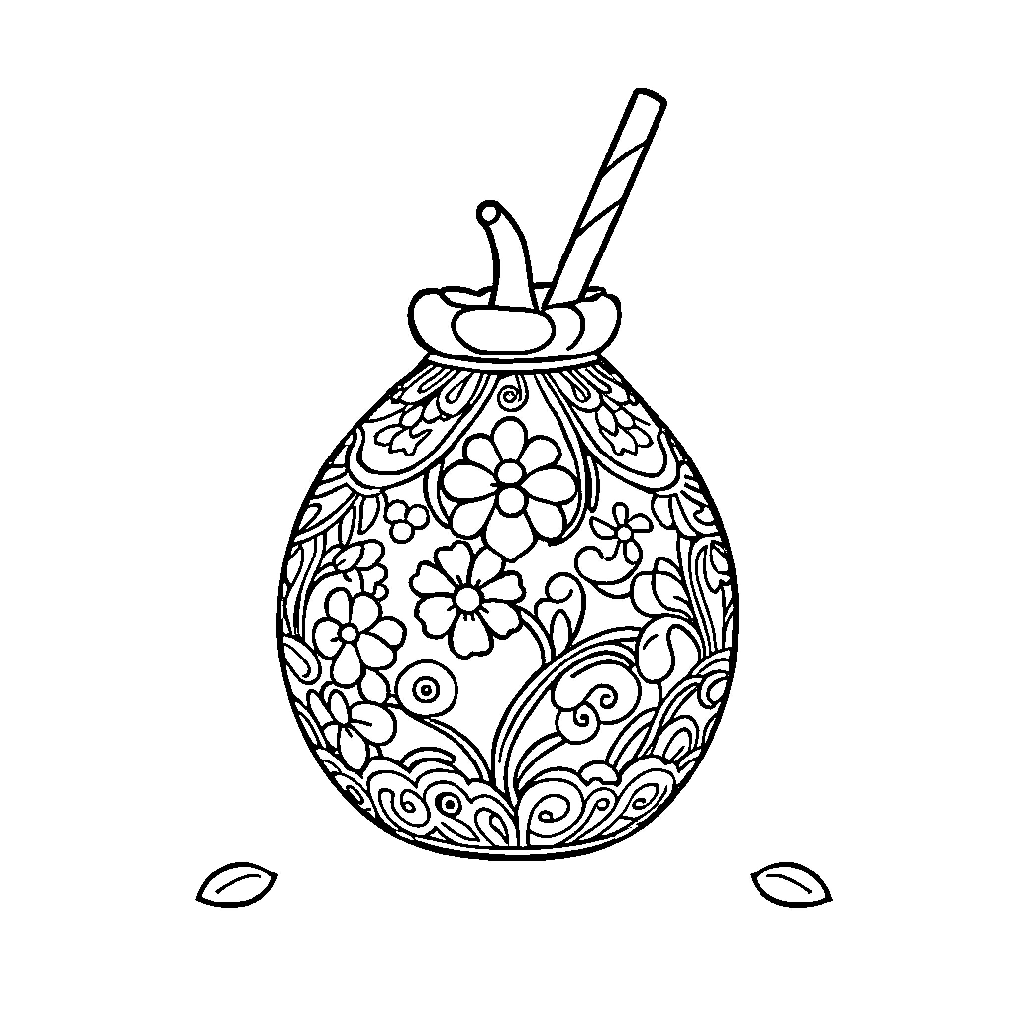 Shoe decorated with floral patterns Coloring Page (free black-and-white line drawing printable PDF for all, from beginners to advanced learners, including children, teens, adults, and seniors)