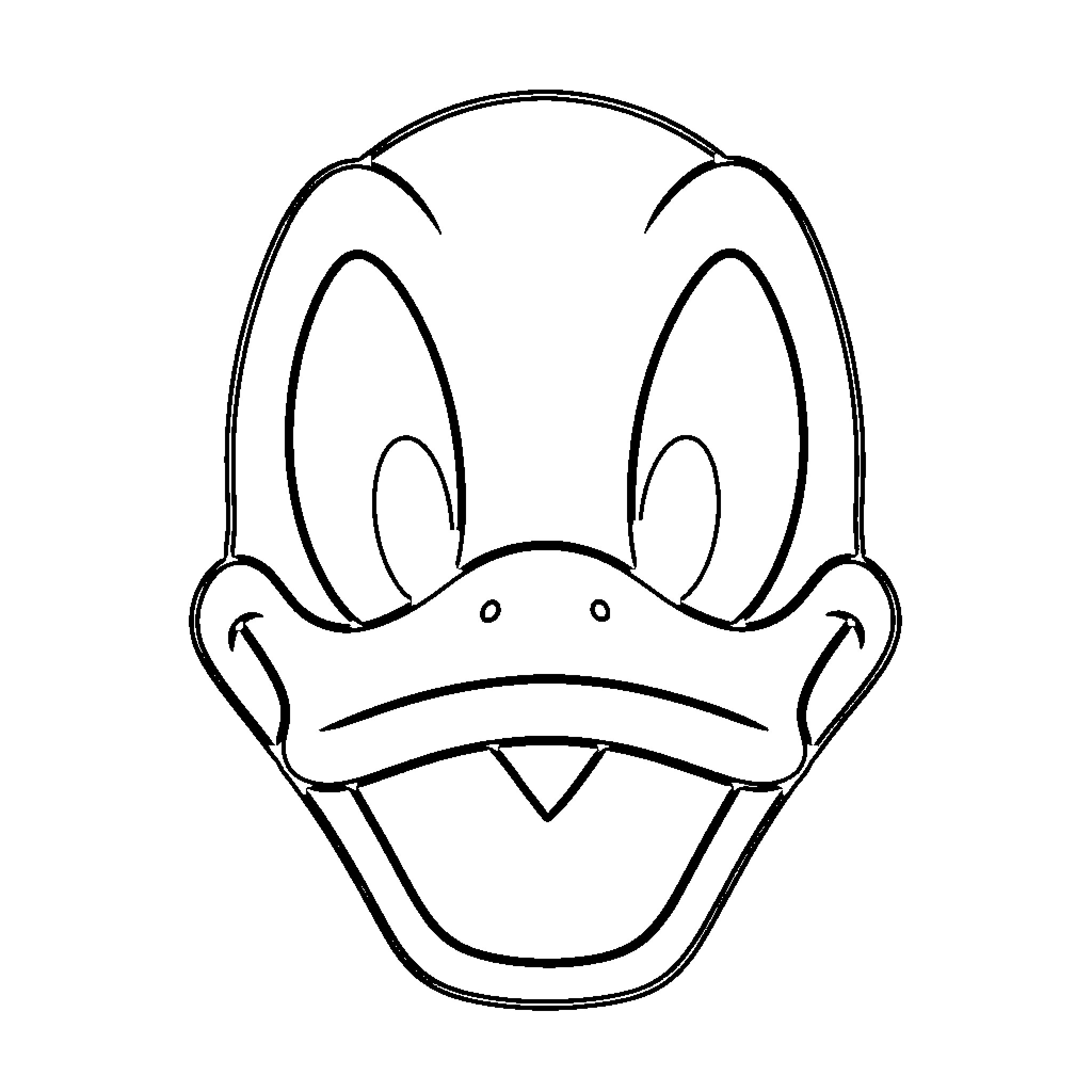 Dewey Duck with a wide smiling facial expression Coloring Page (free black-and-white line drawing printable PDF for all, from beginners to advanced learners, including children, teens, adults, and seniors)