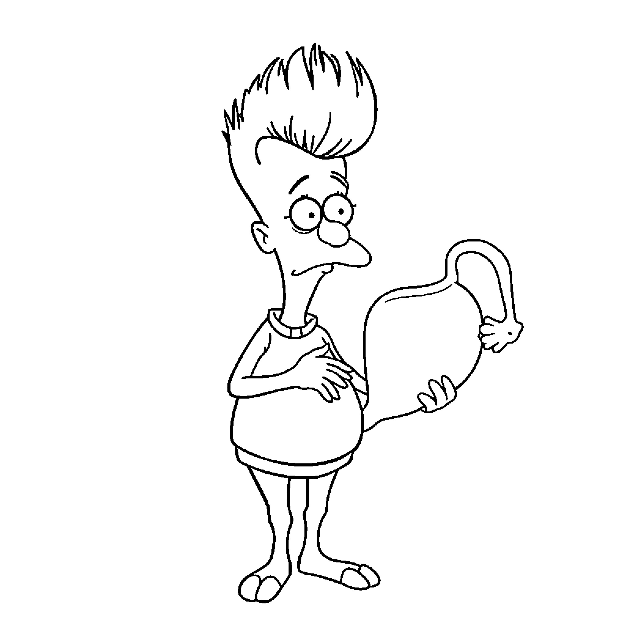Beavis in a Quirky Pose Coloring Page (free black-and-white line drawing printable PDF for all, from beginners to advanced learners, including children, teens, adults, and seniors)