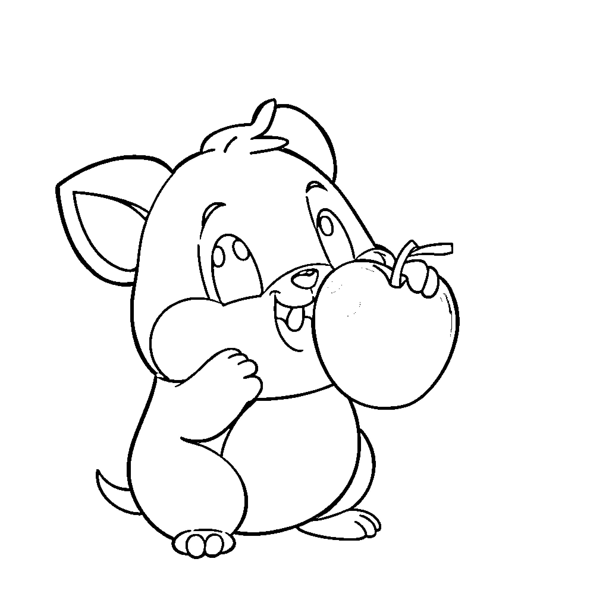 Smoochum happily holding a big apple Coloring Page (free black-and-white line drawing printable PDF for all, from beginners to advanced learners, including children, teens, adults, and seniors)