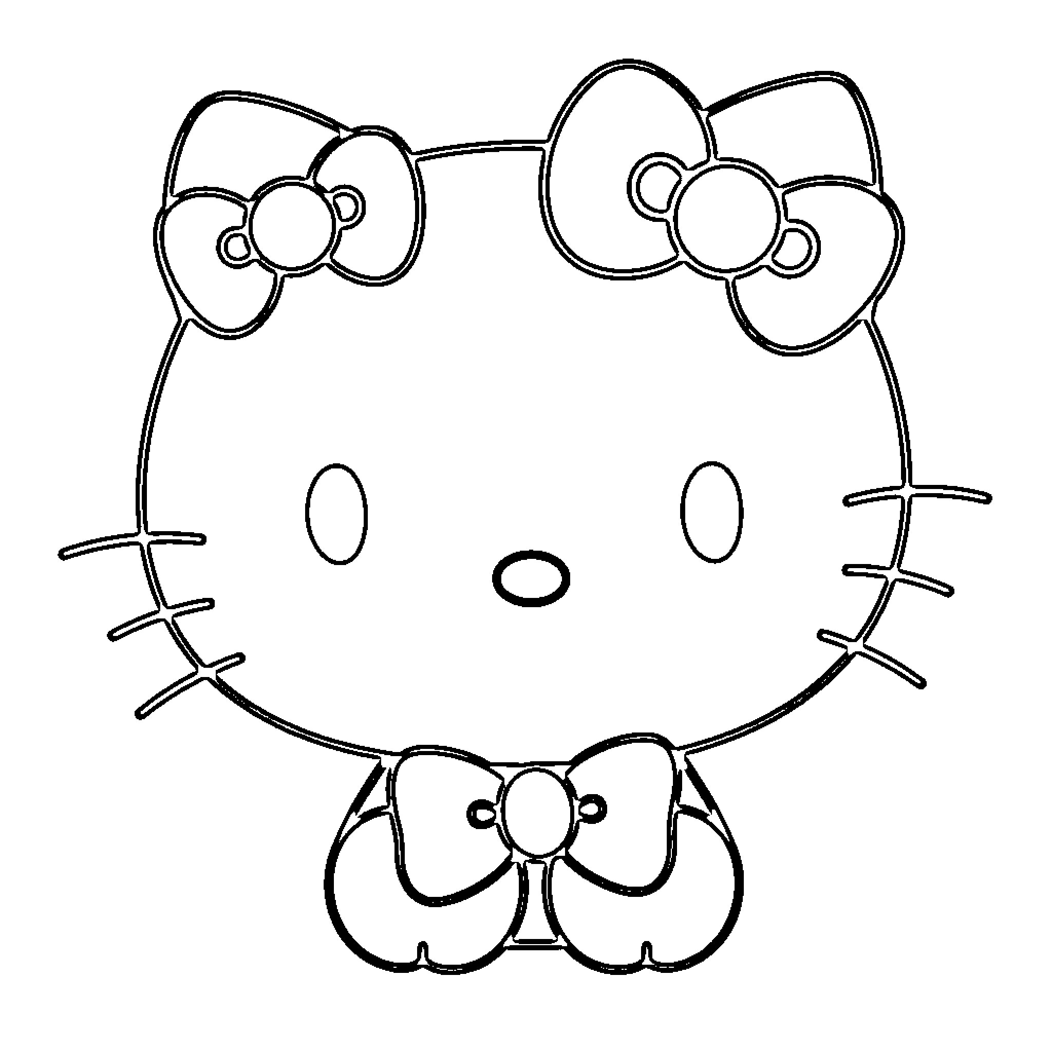 Hello Kitty in Simple Outline Form Coloring Page (free black-and-white line drawing printable PDF for all, from beginners to advanced learners, including children, teens, adults, and seniors)
