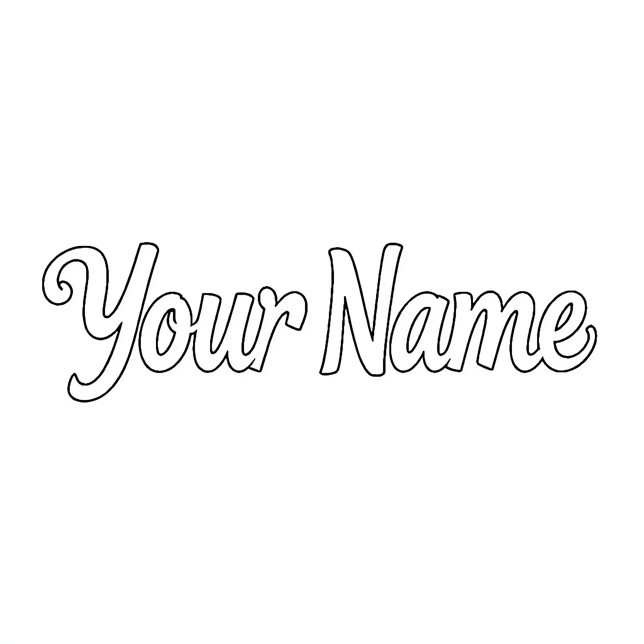 Your Name showcased in cursive lettering Coloring Page (free black-and-white line drawing printable PDF for all, from beginners to advanced learners, including children, teens, adults, and seniors)