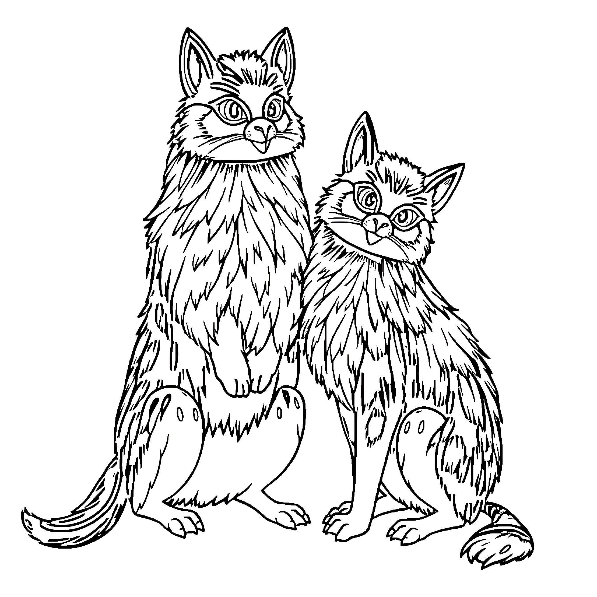 Capybara companions in friendly embrace Coloring Page (free black-and-white line drawing printable PDF for all, from beginners to advanced learners, including children, teens, adults, and seniors)
