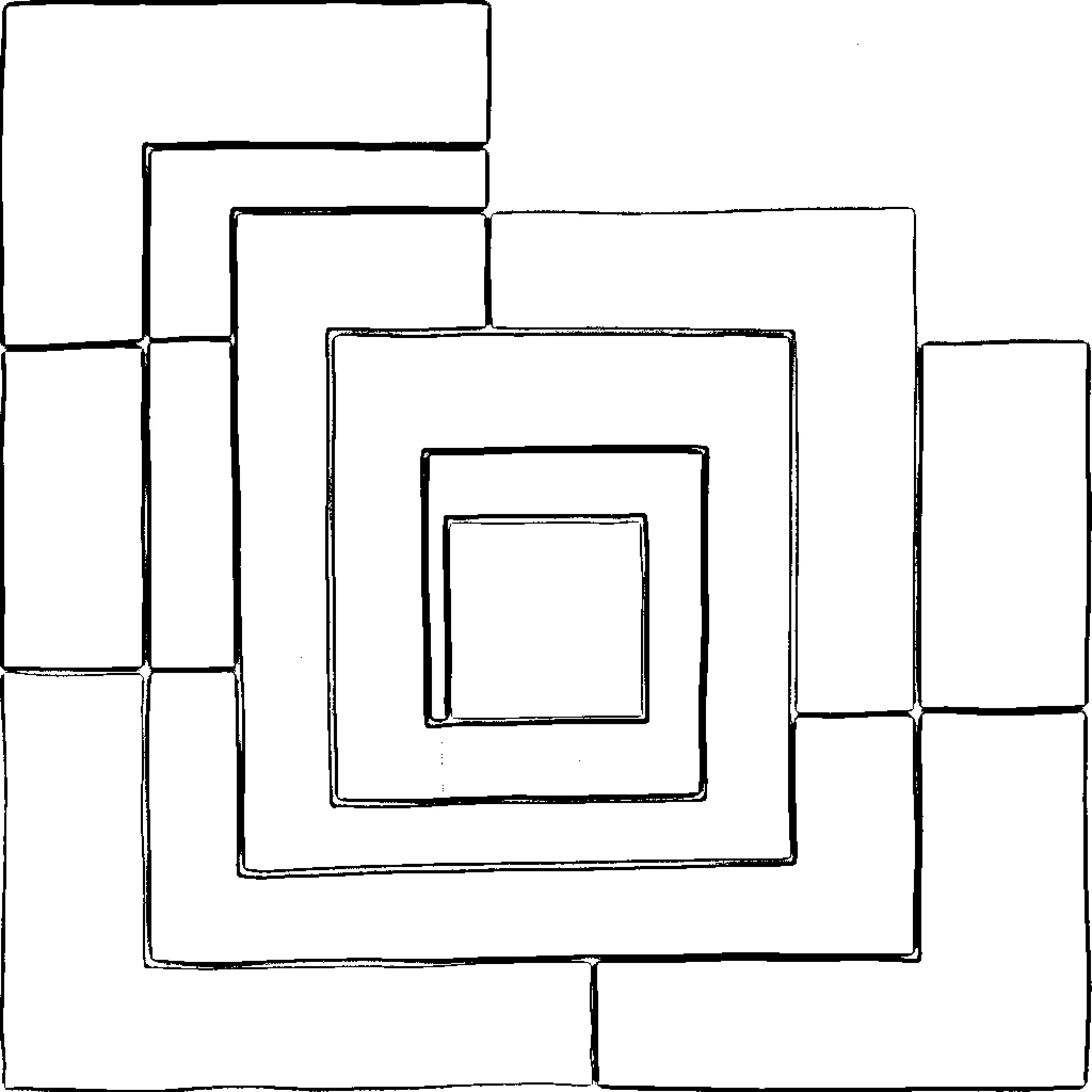 Josef Albers' Geometric Squares Coloring Page (free black-and-white line drawing printable PDF for all, from beginners to advanced learners, including children, teens, adults, and seniors)