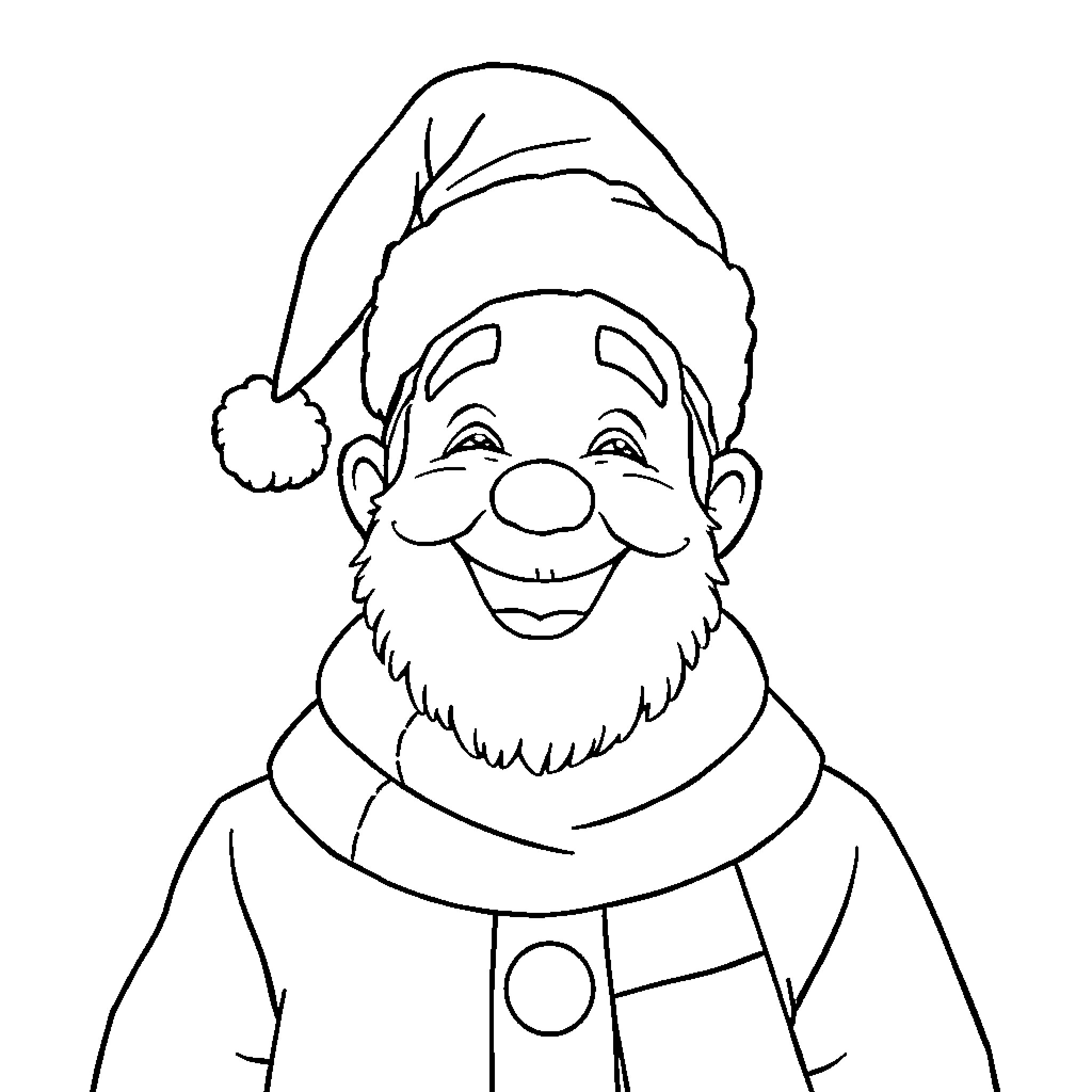 Noel's Cheerful Christmas Cheer Coloring Page (free black-and-white line drawing printable PDF for all, from beginners to advanced learners, including children, teens, adults, and seniors)