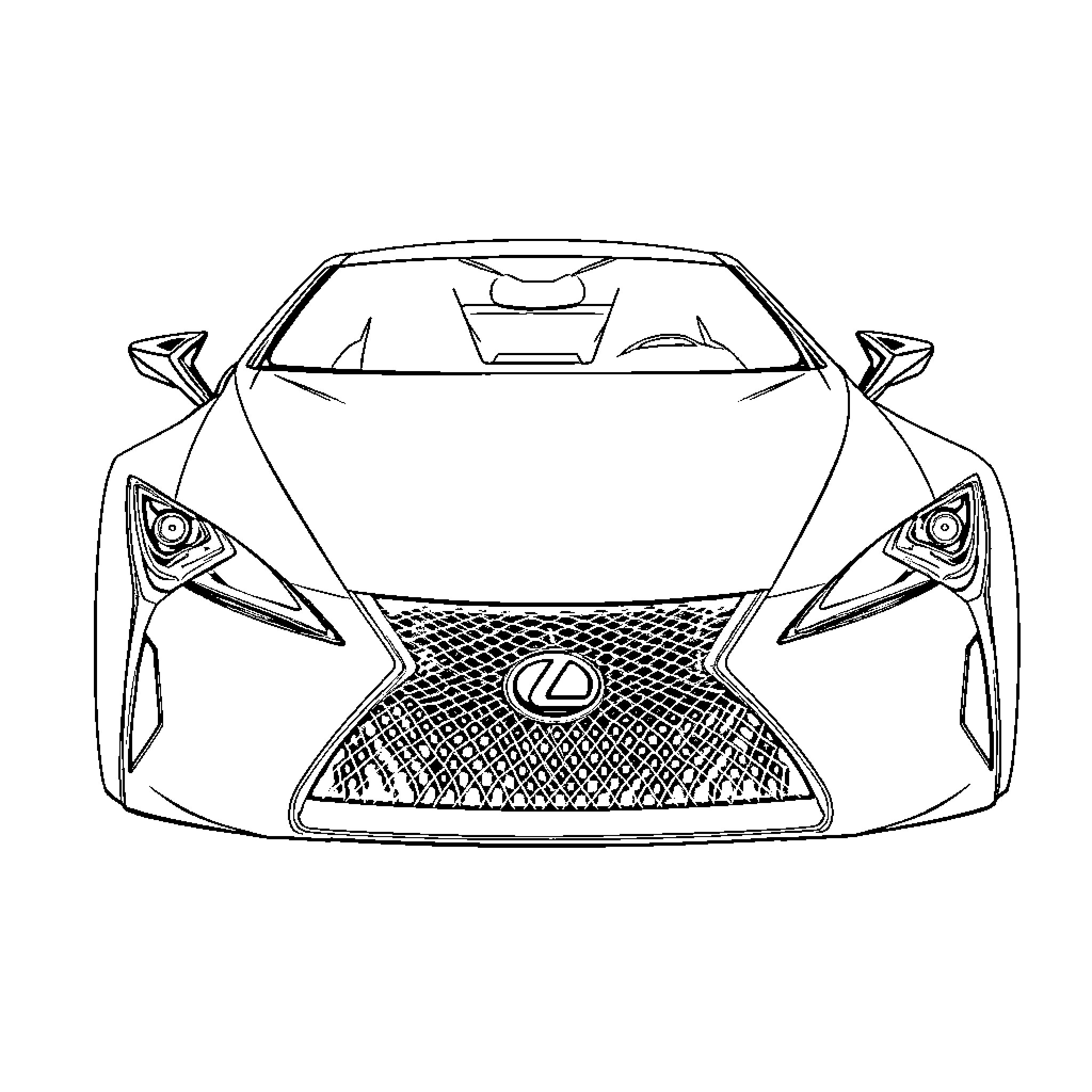 Lexus LF-A sports car design sketch Coloring Page (free black-and-white line drawing printable PDF for all, from beginners to advanced learners, including children, teens, adults, and seniors)