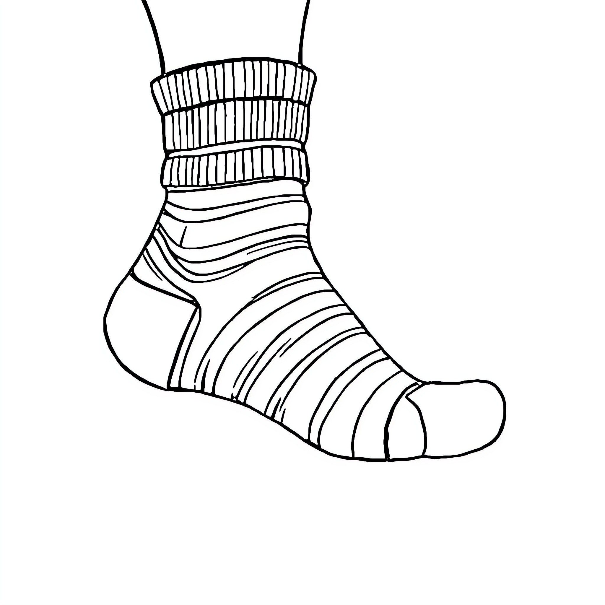 Foot wrapped in bandages and supports Coloring Page (free black-and-white line drawing printable PDF for all, from beginners to advanced learners, including children, teens, adults, and seniors)