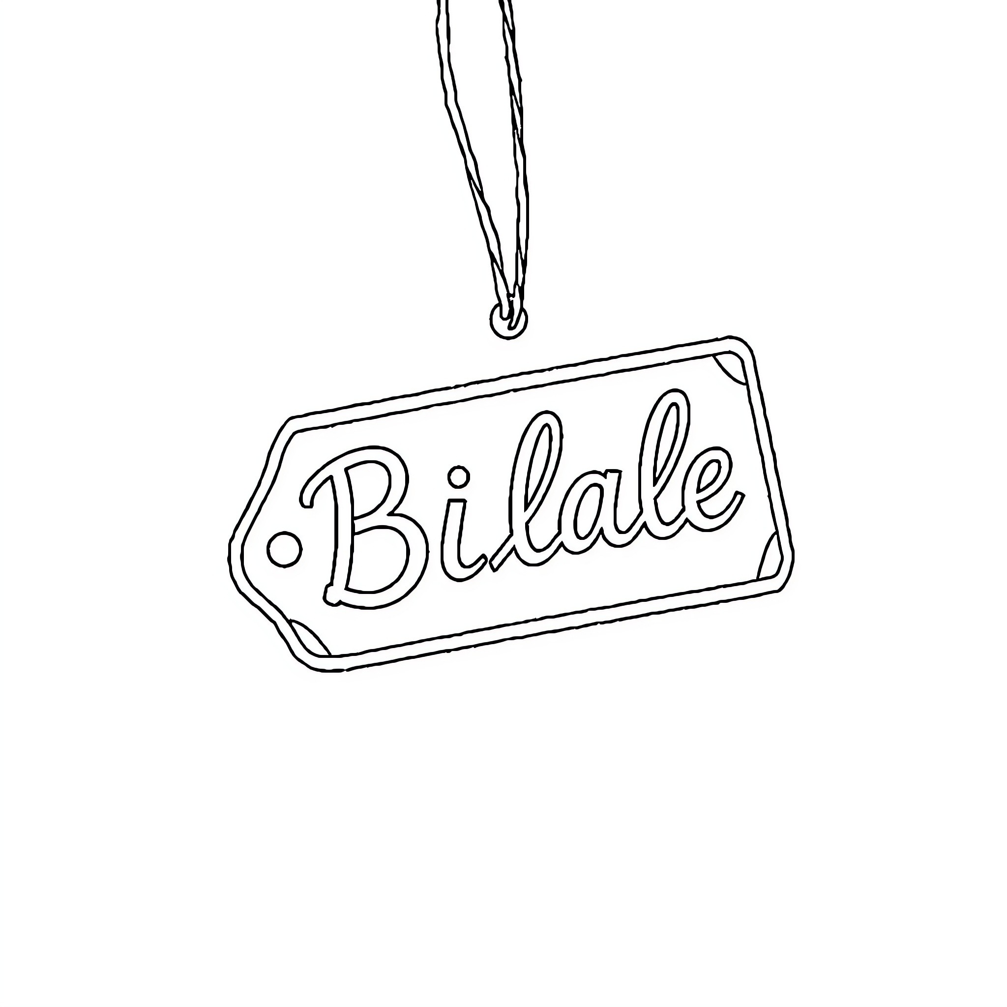 Prénom Bilale's stylish pendant Coloring Page (free black-and-white line drawing printable PDF for all, from beginners to advanced learners, including children, teens, adults, and seniors)