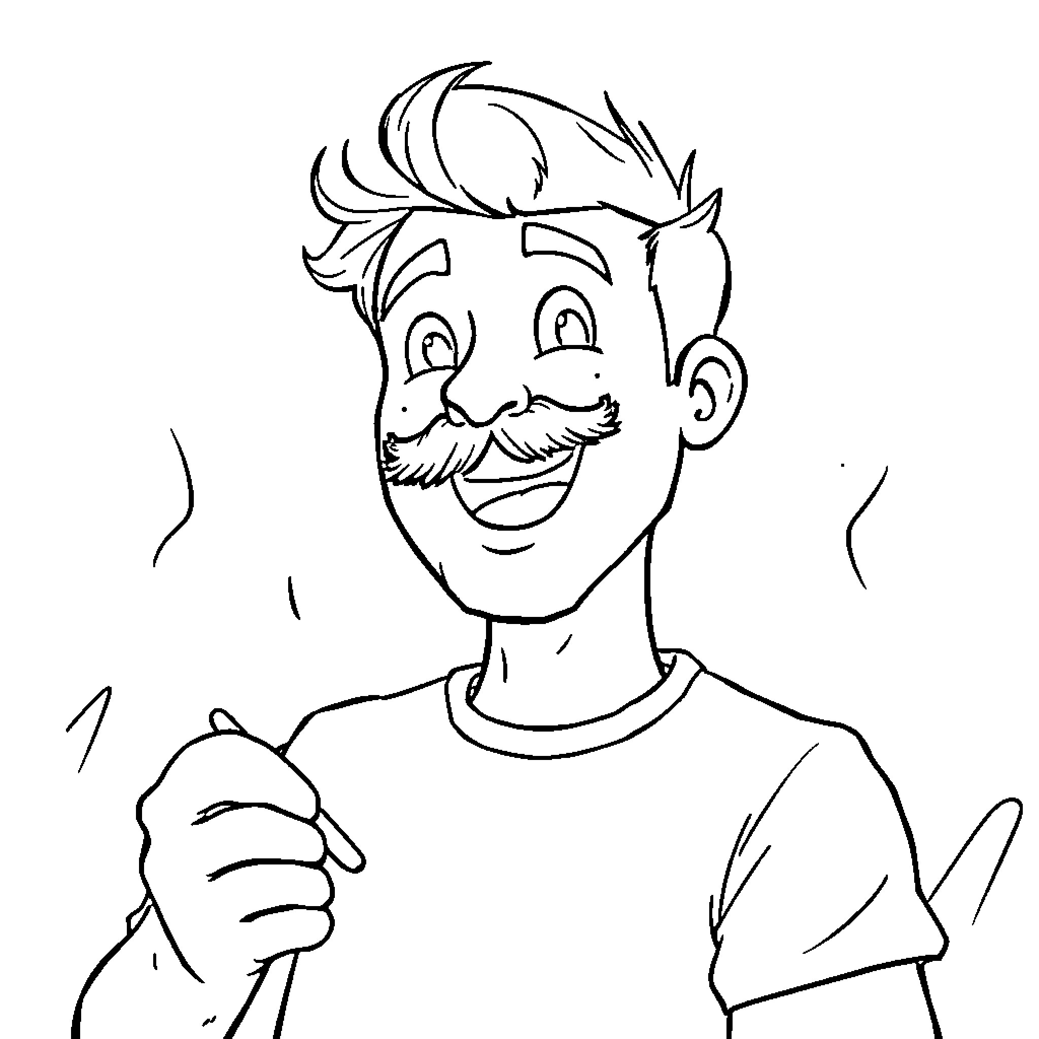 Steak cooking with cartoon character Coloring Page (free black-and-white line drawing printable PDF for all, from beginners to advanced learners, including children, teens, adults, and seniors)