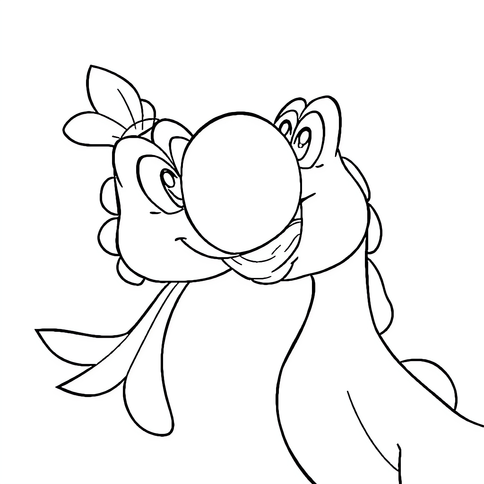 Birdo happily posing in a playful manner Coloring Page (free black-and-white line drawing printable PDF for all, from beginners to advanced learners, including children, teens, adults, and seniors)