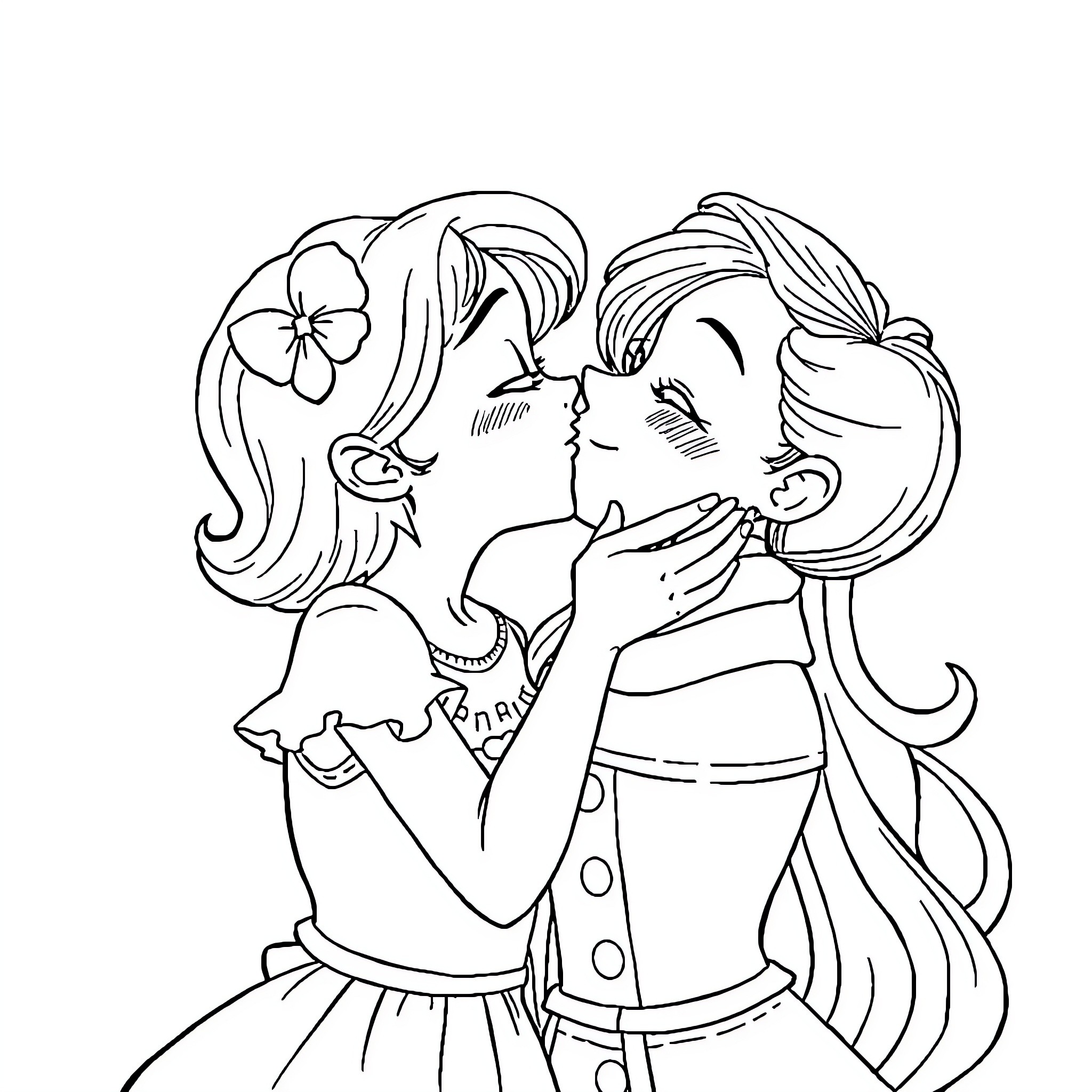 Violet's Tender Embrace Coloring Page (free black-and-white line drawing printable PDF for all, from beginners to advanced learners, including children, teens, adults, and seniors)