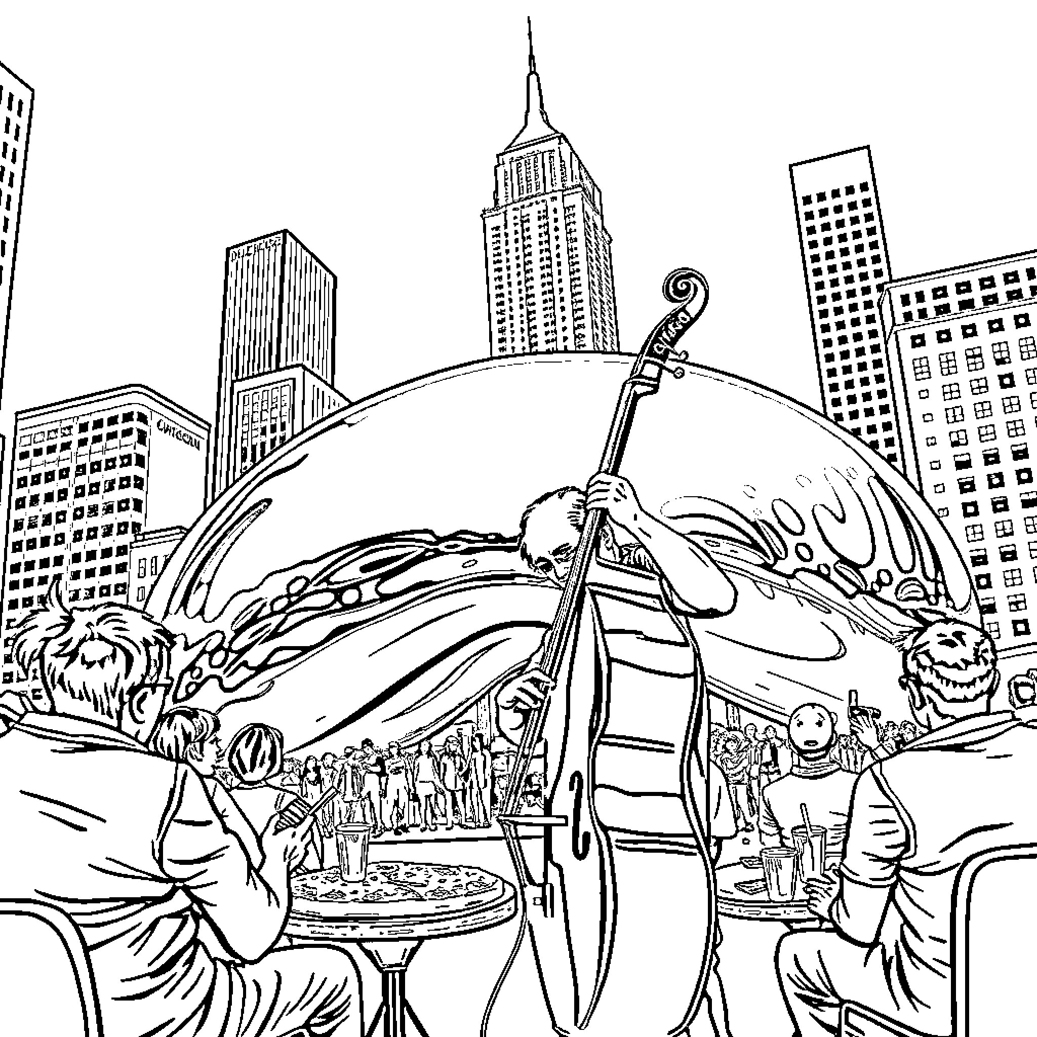 Casey Abrams performing on stage in New York City Coloring Page (free black-and-white line drawing printable PDF for all, from beginners to advanced learners, including children, teens, adults, and seniors)
