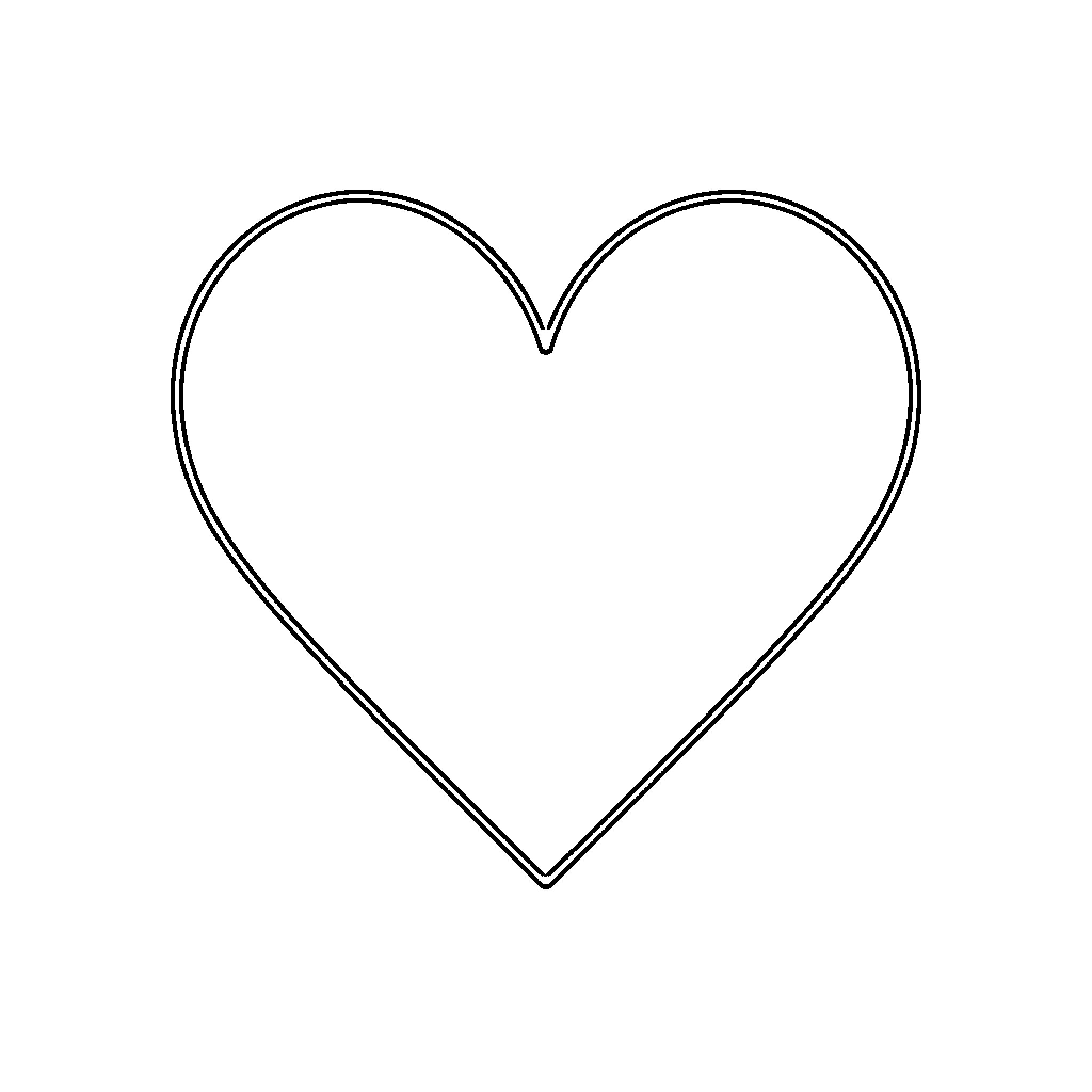 Heart Outline Coloring Page (free black-and-white line drawing printable PDF for all, from beginners to advanced learners, including children, teens, adults, and seniors)