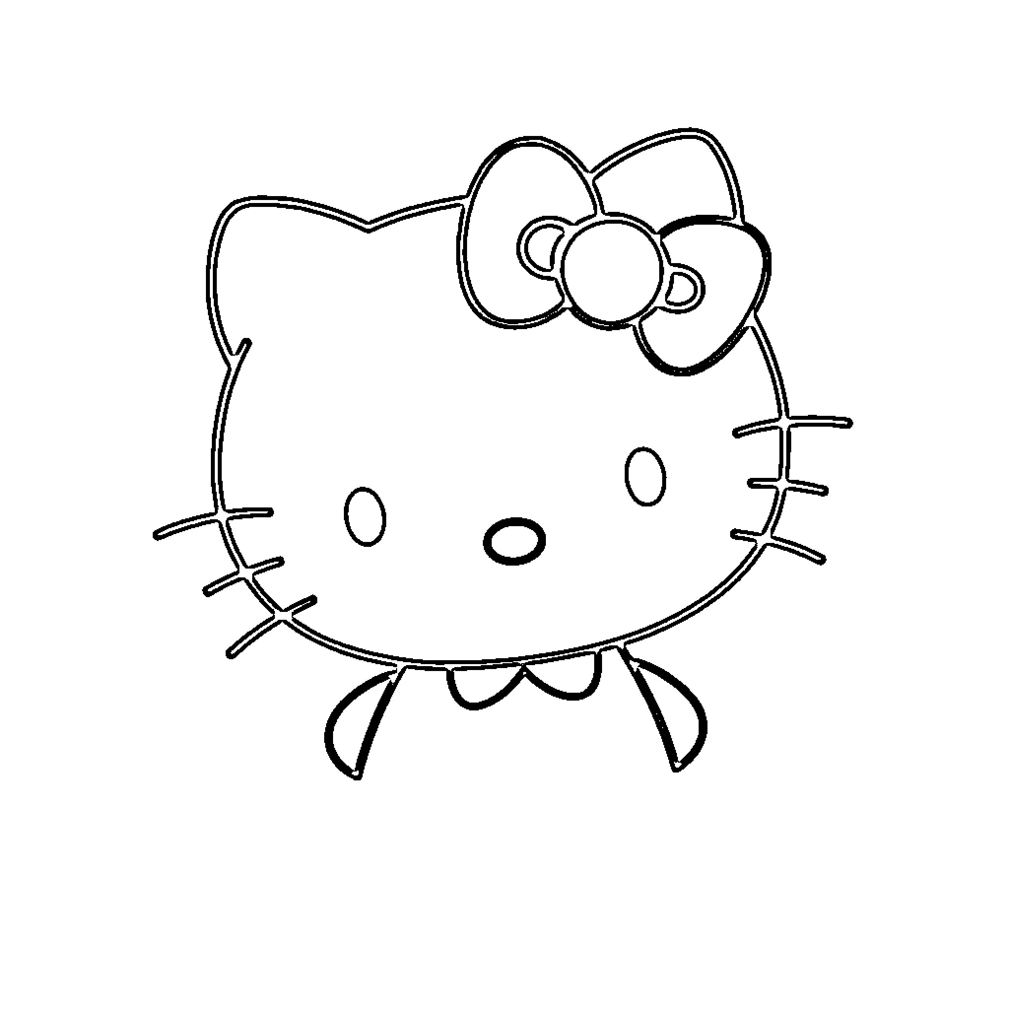 Hello Kitty simple outline Coloring Page (free black-and-white line drawing printable PDF for all, from beginners to advanced learners, including children, teens, adults, and seniors)