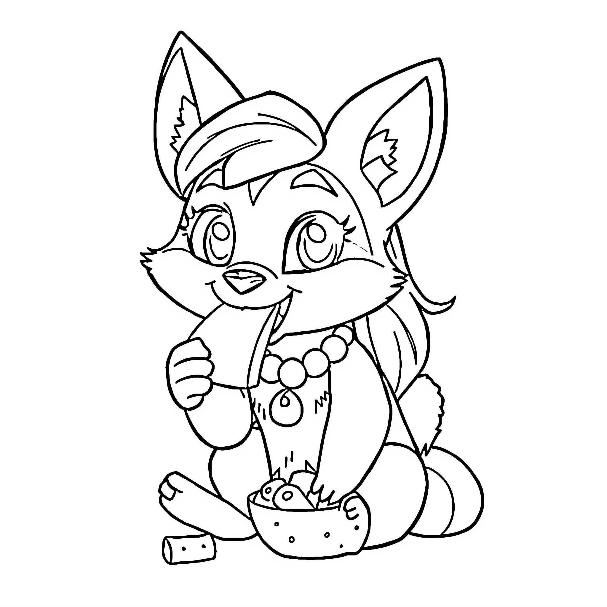 Meeko the Cute Raccoon Playing with Toys Coloring Page (free black-and-white line drawing printable PDF for all, from beginners to advanced learners, including children, teens, adults, and seniors)