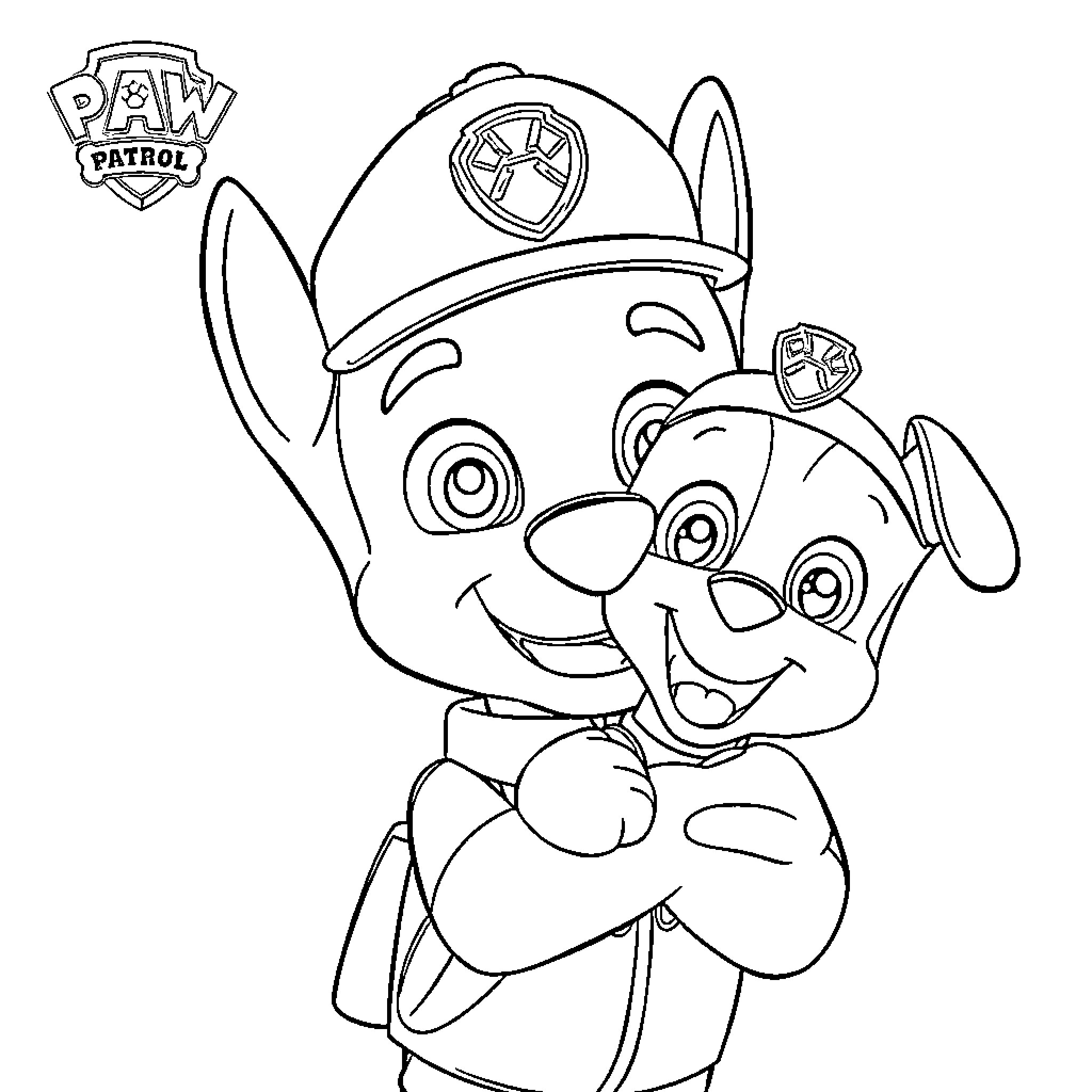 Ryder the Patrol Pup's Heroic Adventures Coloring Page (free black-and-white line drawing printable PDF for all, from beginners to advanced learners, including children, teens, adults, and seniors)