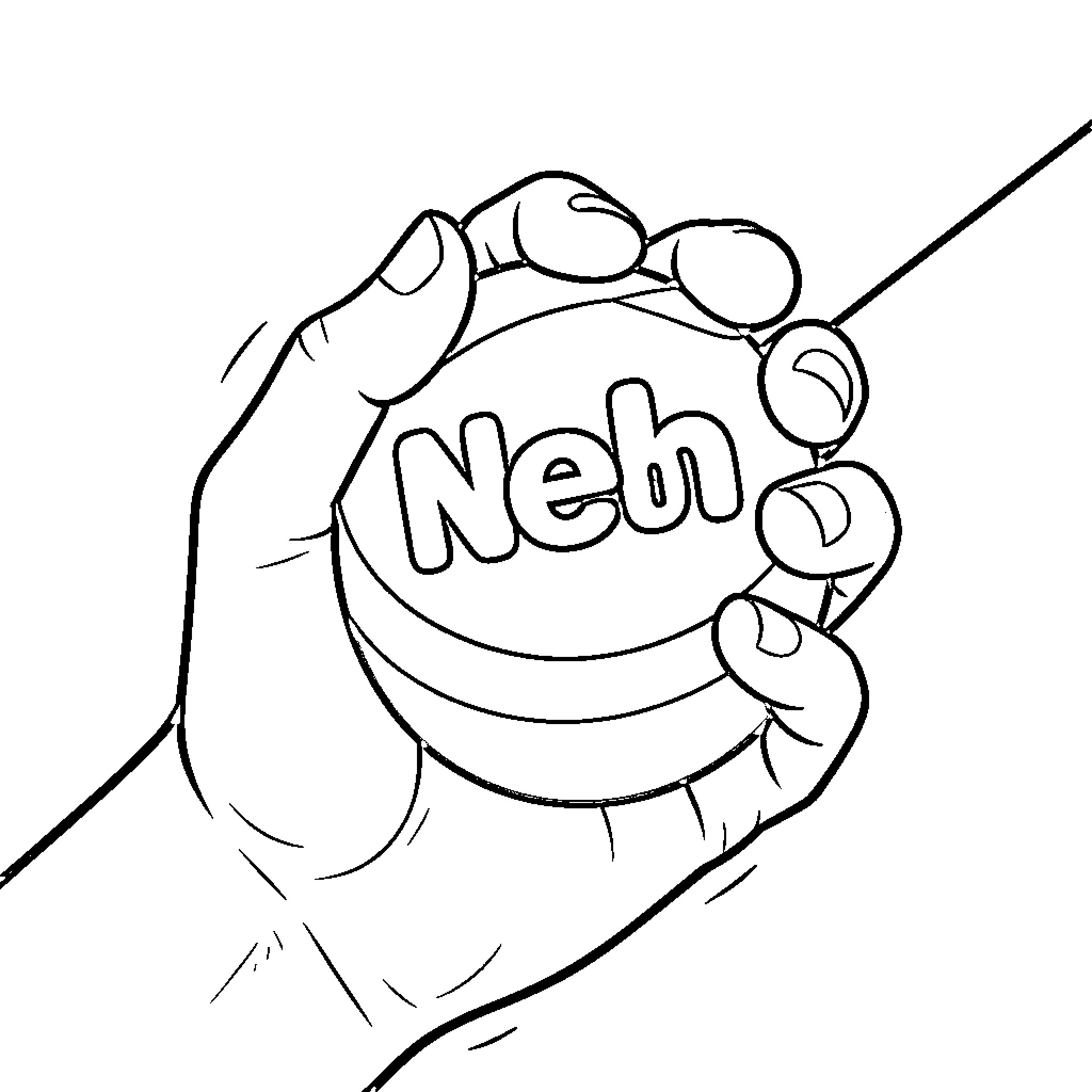 Neh Doh Playful Bubble Text Coloring Page (free black-and-white line drawing printable PDF for all, from beginners to advanced learners, including children, teens, adults, and seniors)