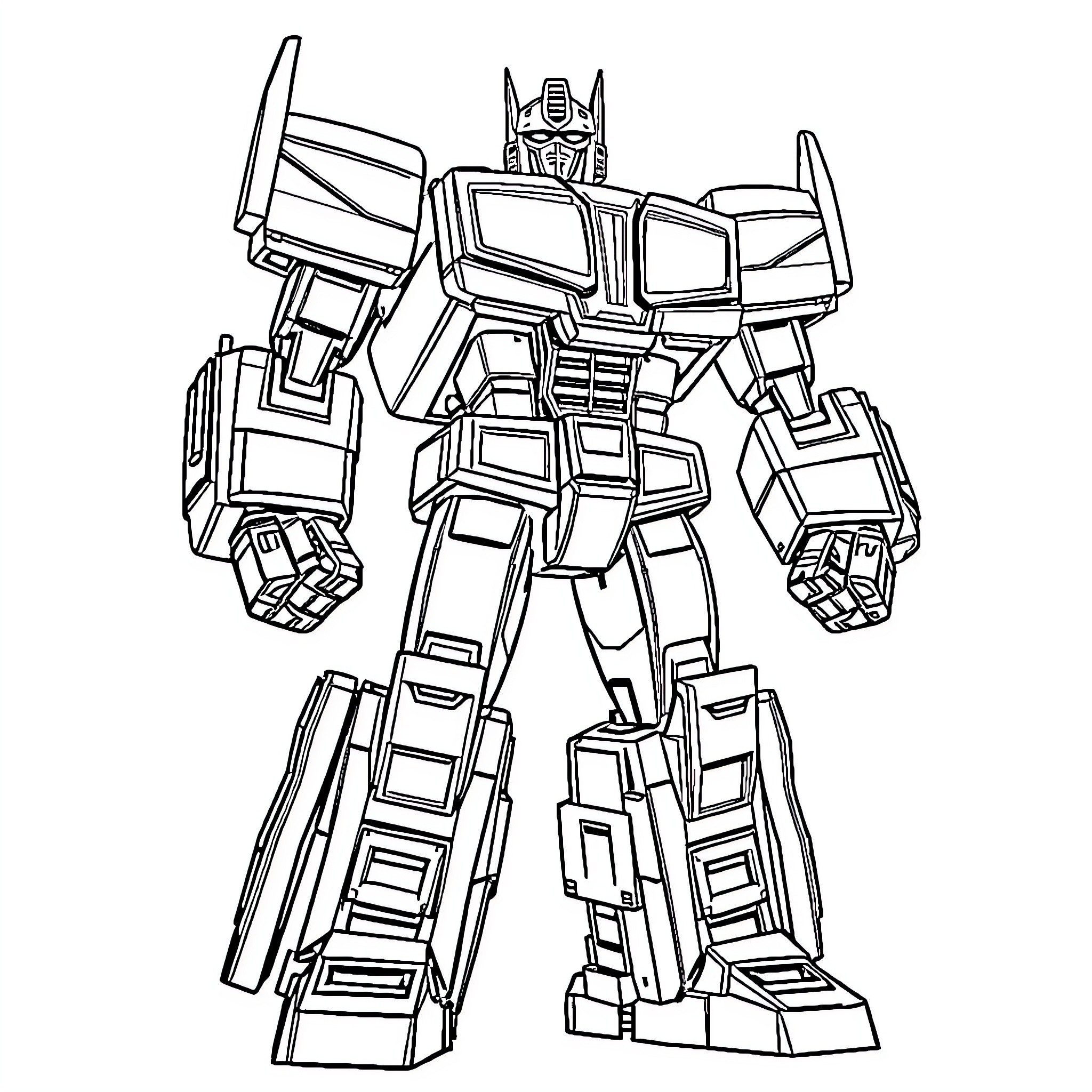 Megatron - Giant Transforming Robot in Action Coloring Page (free black-and-white line drawing printable PDF for all, from beginners to advanced learners, including children, teens, adults, and seniors)
