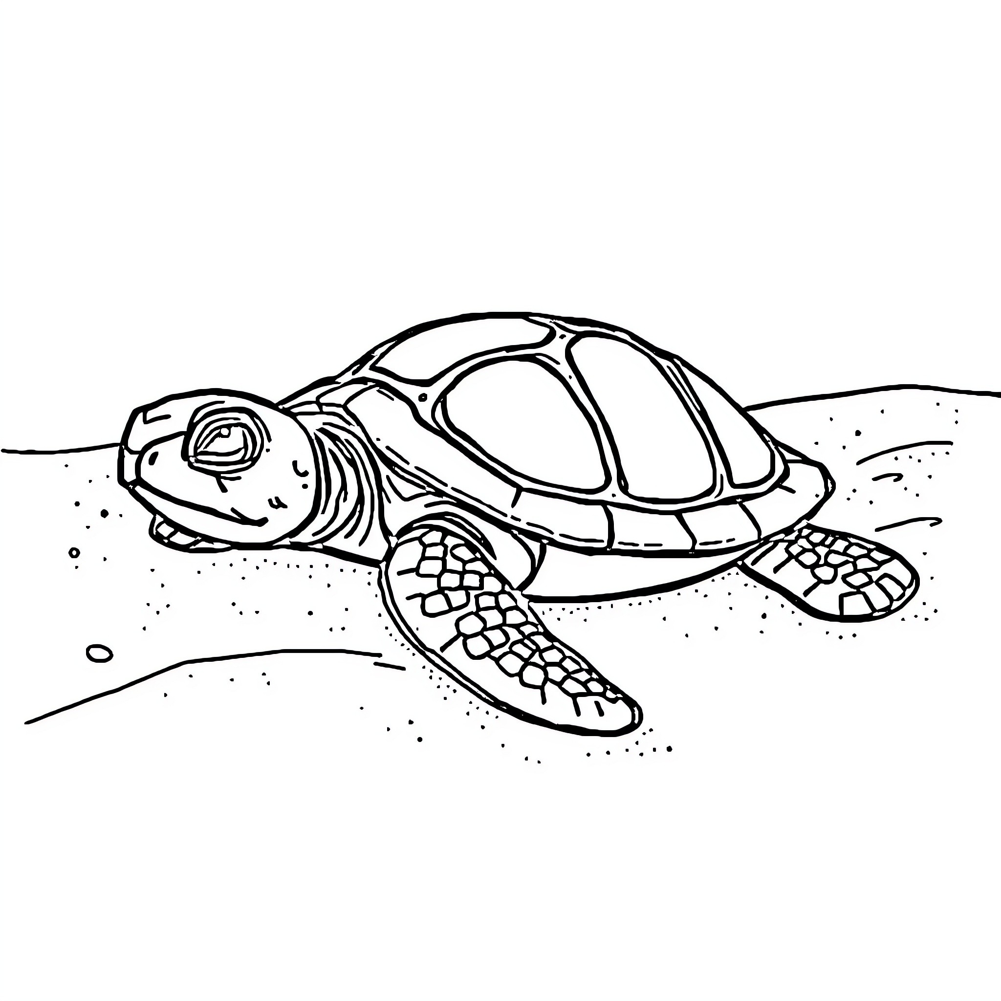 Turtle swimming in the ocean Coloring Page (free black-and-white line drawing printable PDF for all, from beginners to advanced learners, including children, teens, adults, and seniors)