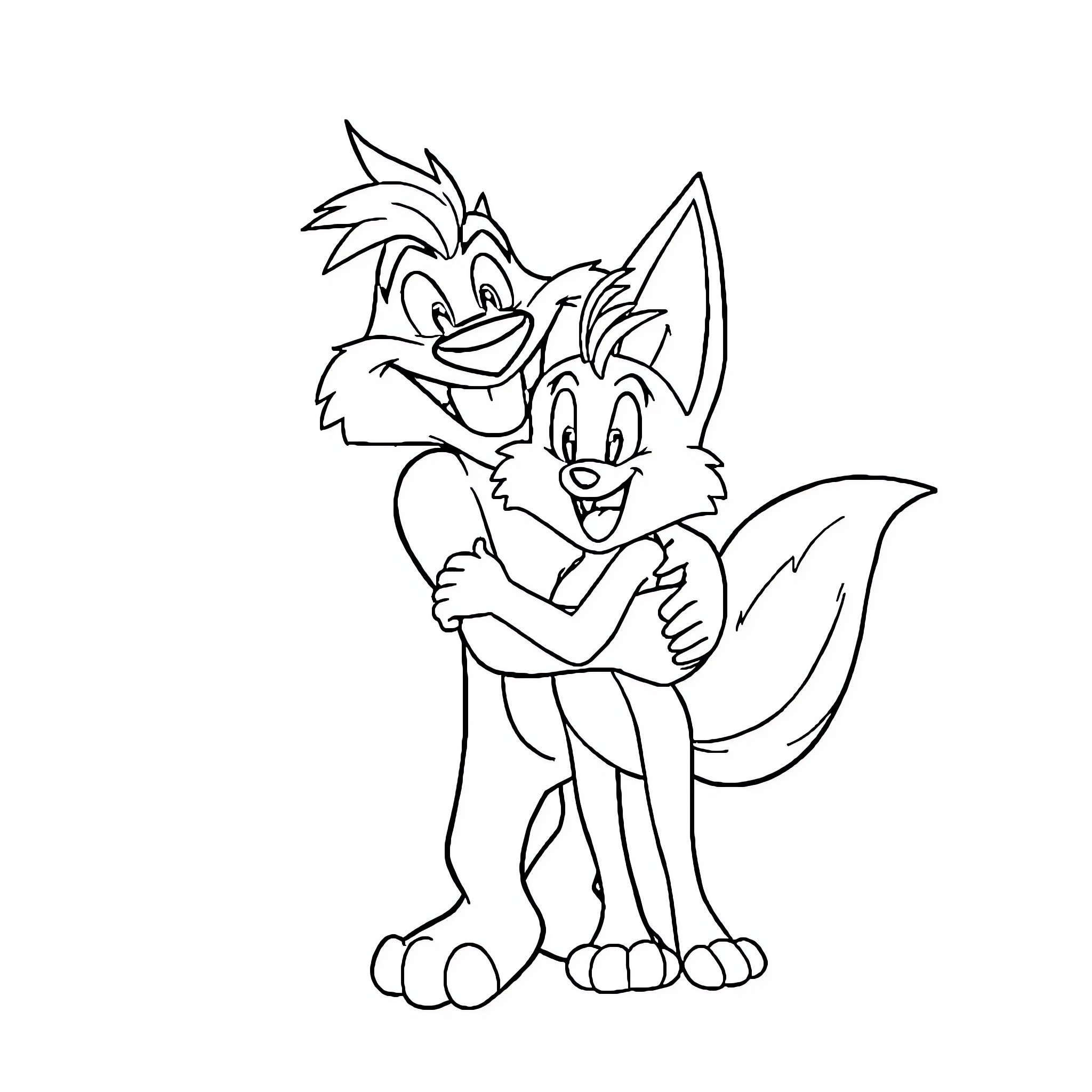 Gnar: Playful cartoon characters in mischievous poses Coloring Page (free black-and-white line drawing printable PDF for all, from beginners to advanced learners, including children, teens, adults, and seniors)